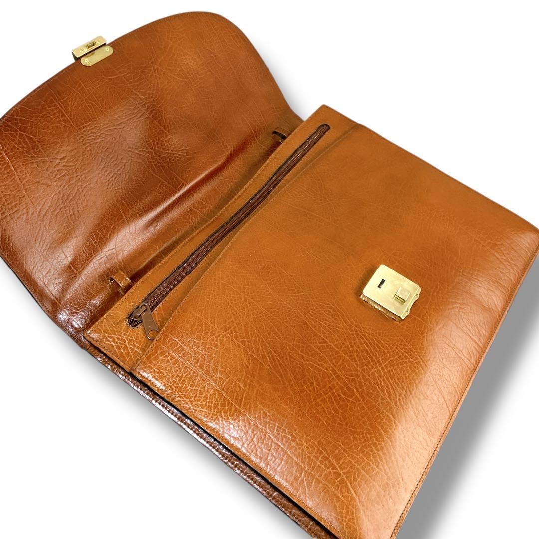 Authentic Bally Leather 2-Way Business Bag 37cm A4 Large Brown Leather