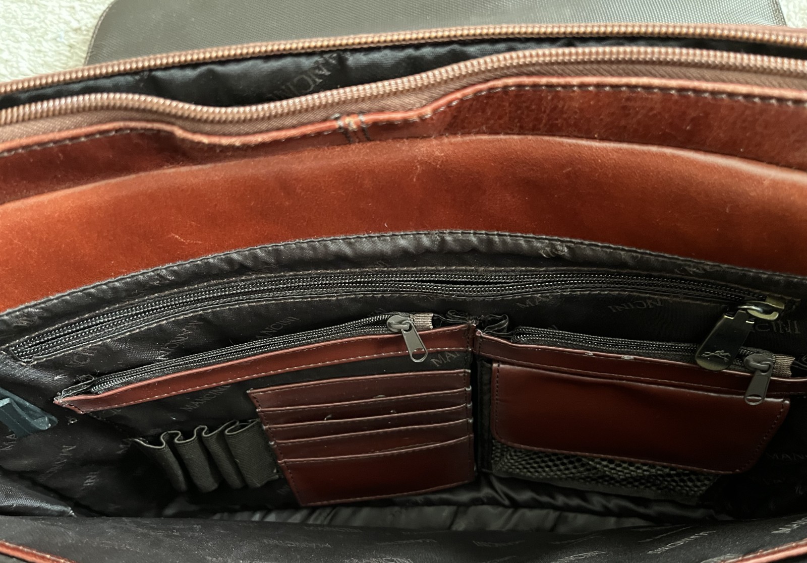 Mancini Cognac Leather Briefcase/Laptop Bag