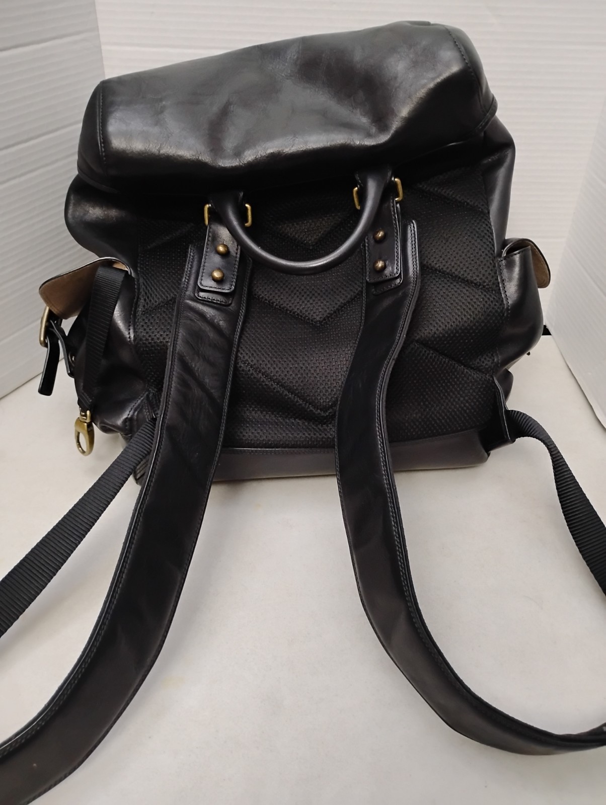 Bosca Luggage Black Leather Carry On Backpack Bag Laptop Case Italian Luxe VTG?
