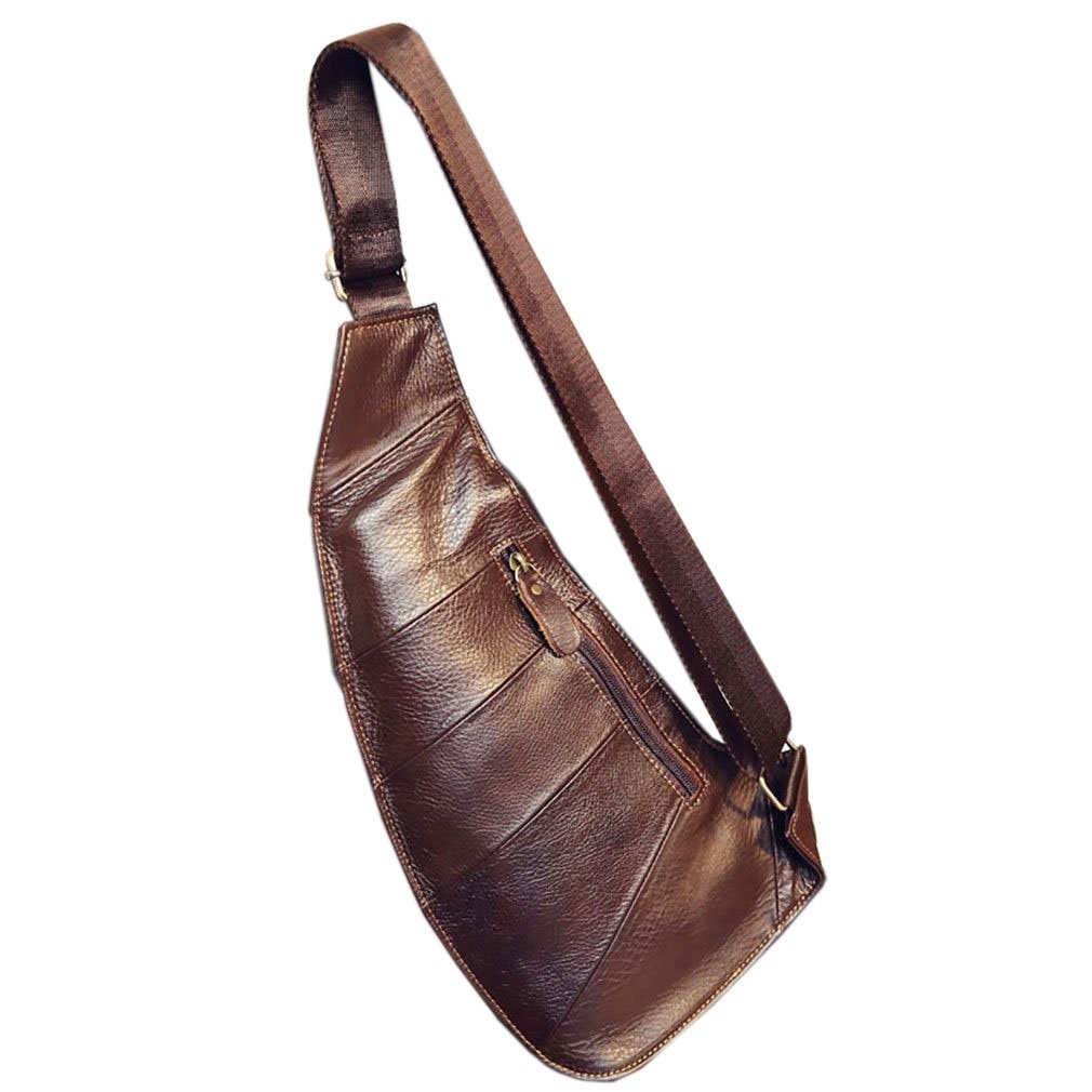 Vintage Leather Sling Bag Backpack for Men Crossbody Shoulder Chest Daypack Back