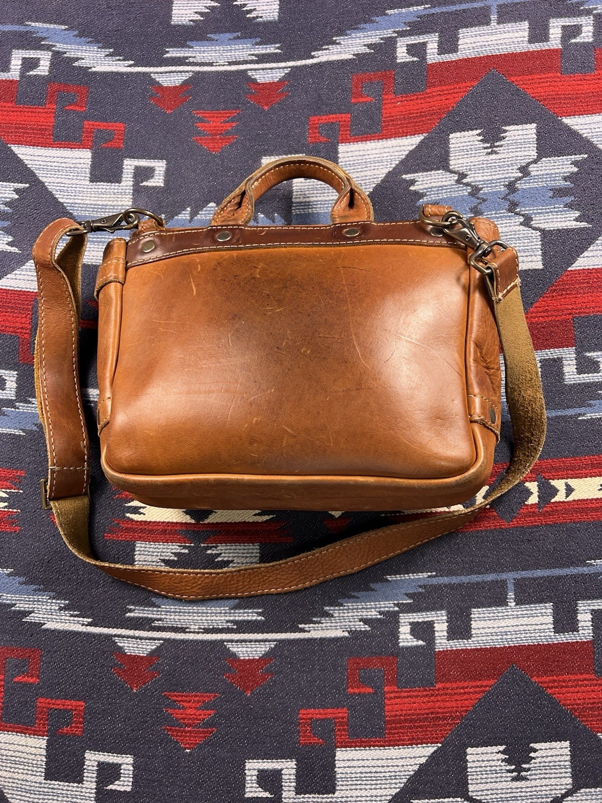 Tahoe Classics Brown Bag Co Saddle Leather Briefcase Messenger Bag Made In USA