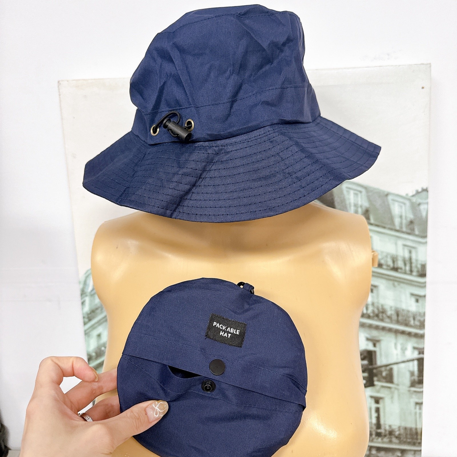 Foldable Outdoor Set UPF50+ Bucket Hat + Waterproof Backpack Unisex Travel Kit