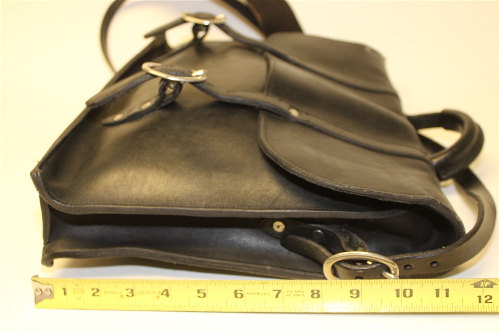 Premium Thick Leather Hand Crafted Large Black Messenger Bag
