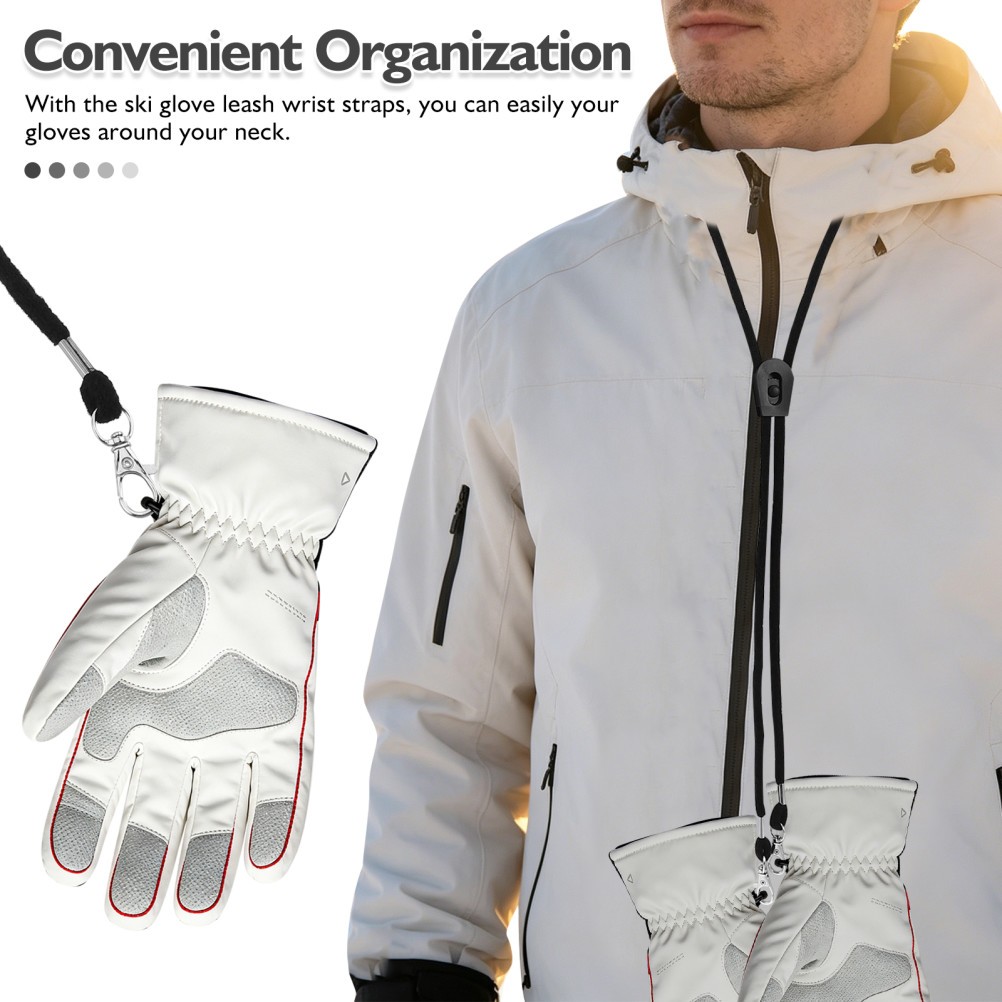 2Pcs Anti-Loss Ski Gloves Wrist Lanyards Elastic Black Polyester for Outdoor