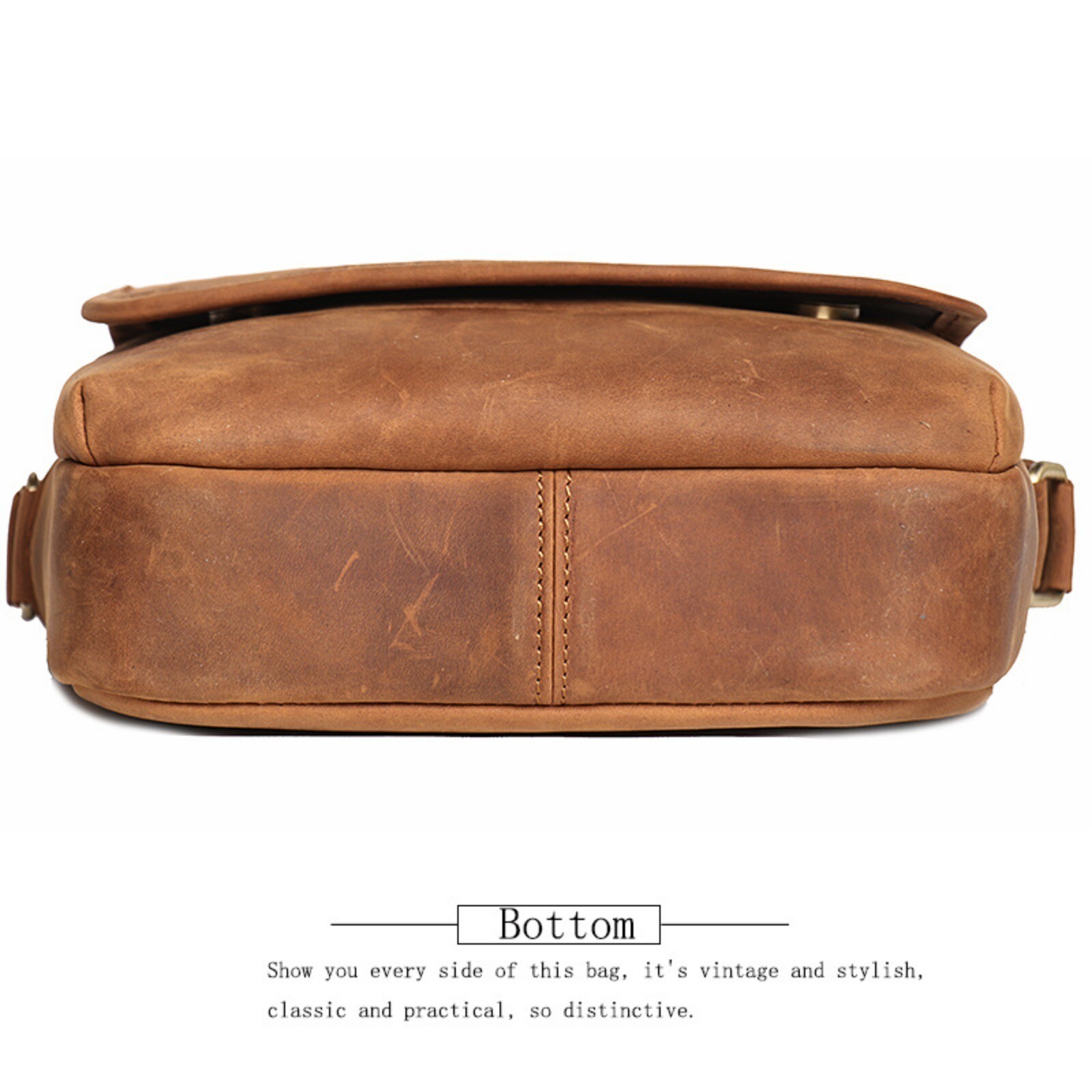 Men Retro Leather Crossbody Messenger Bag Shoulder Satchel for Work Travel