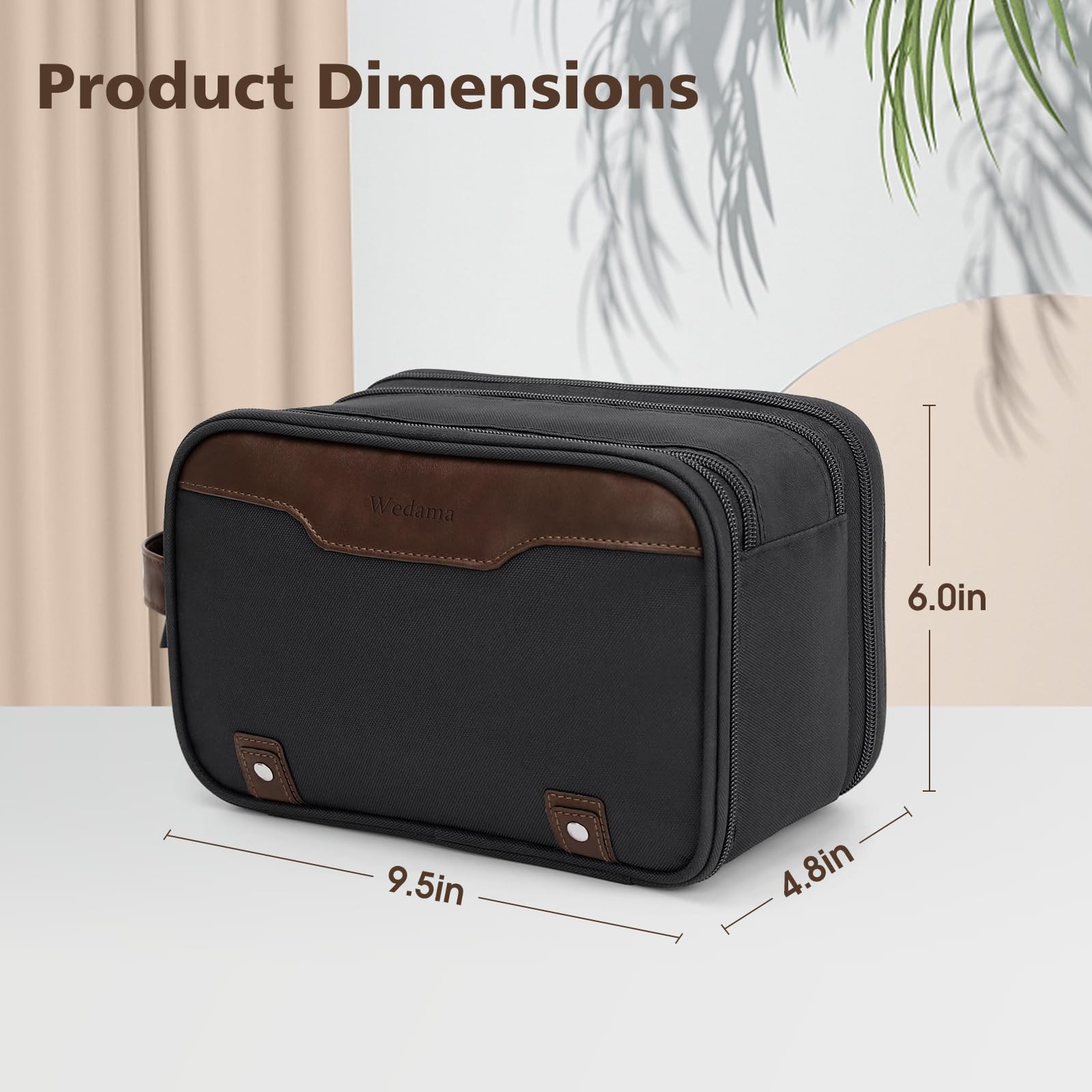 Wedama Toiletry Bag for Men, Medium Hanging Travel Bag, Medium, Grey