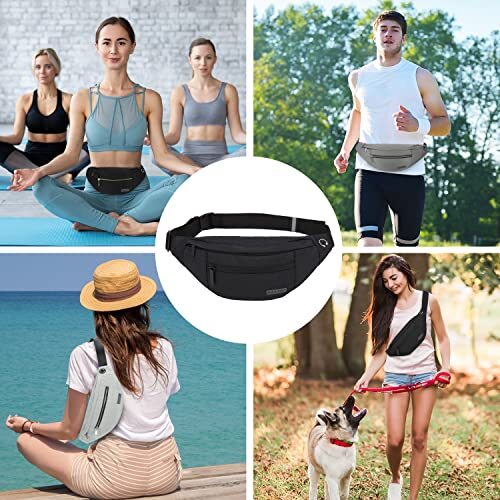 Large Crossbody Black(4 Zipper Pockets) Large Fanny Pack(4 Zipper Pockets)