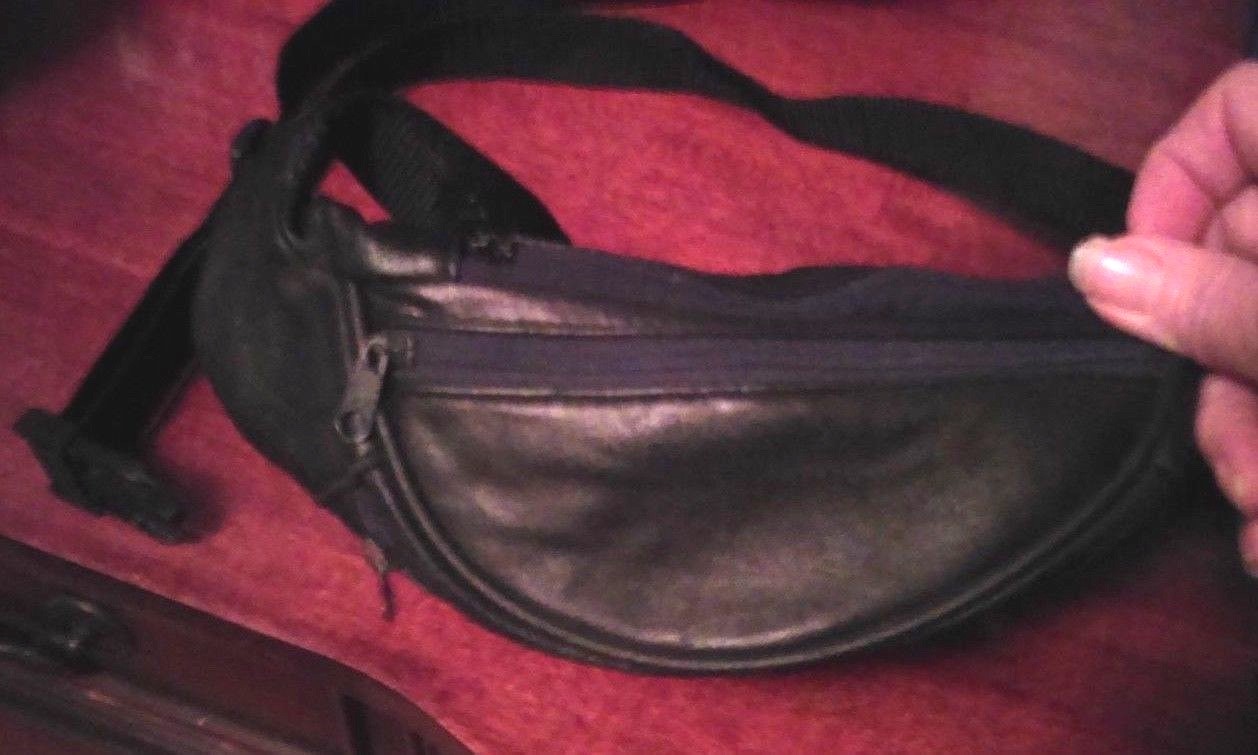 Leather Fanny Waist Pack with Adjustable Belt and Three Zipper Compartments