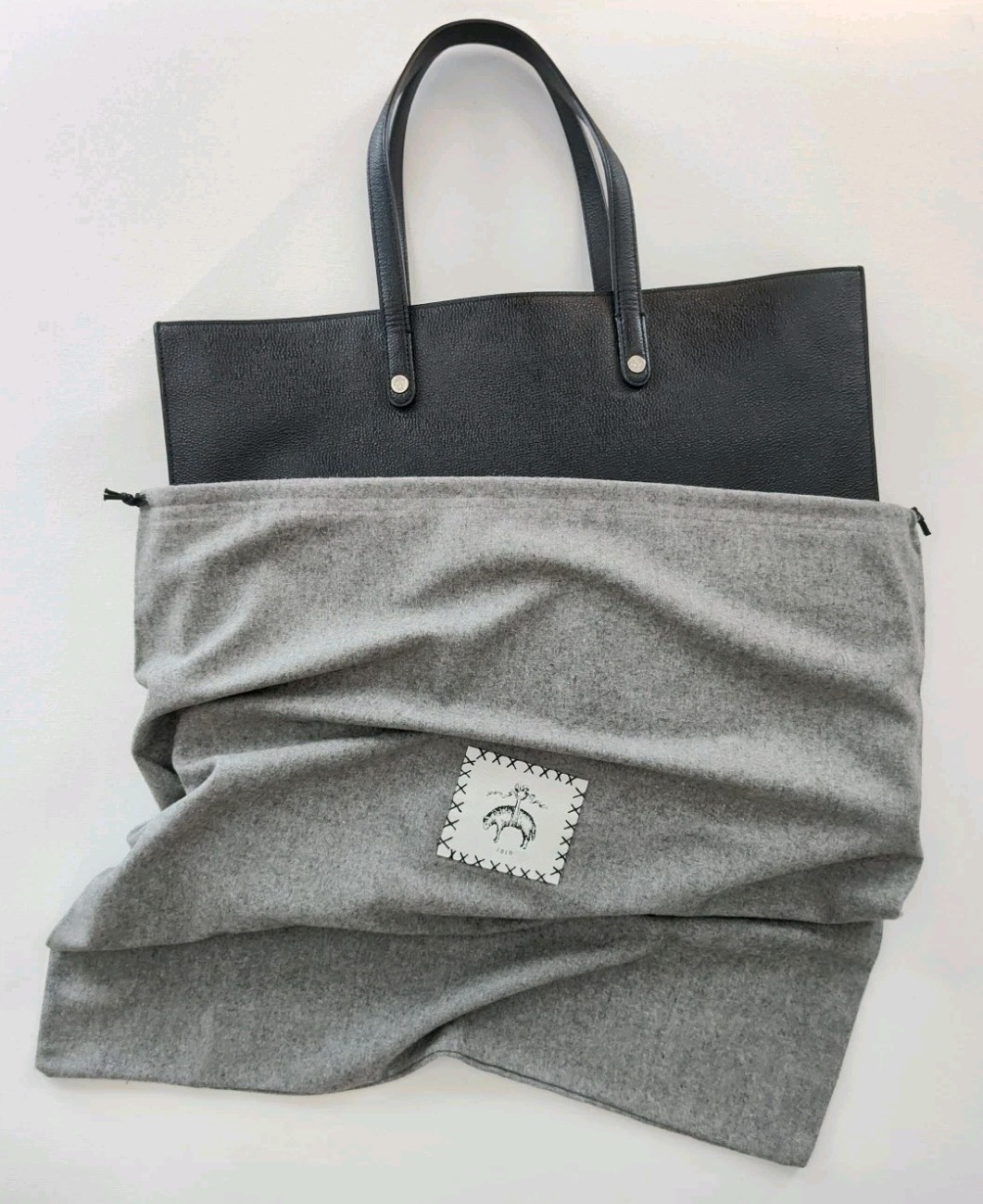 Excellent XL Thom Browne Brooks Brothers Leather Tote Portfolio Bag Black Fleece
