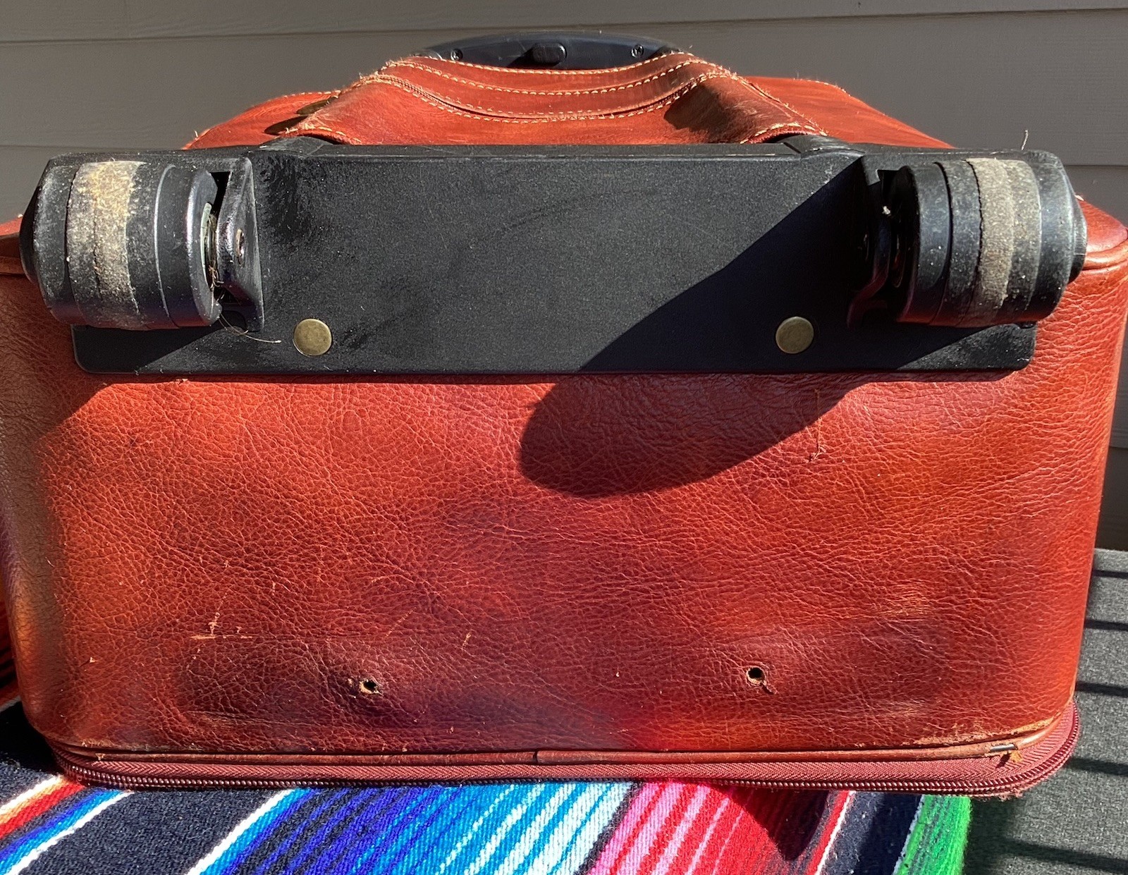 Vintage THE BRIDGE Leather Rolling Trolley Bag Distressed Hand Made In Italy