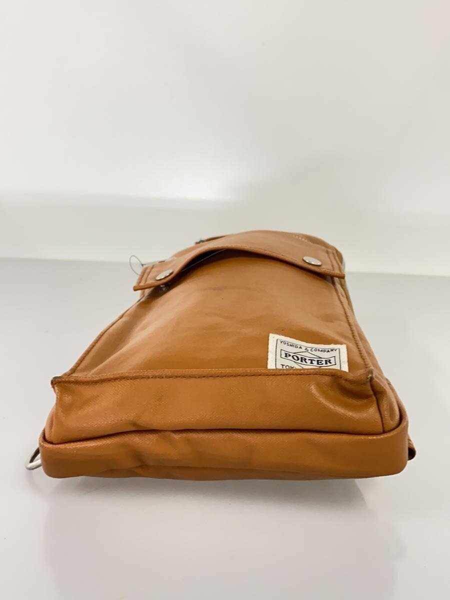 Authentic PORTER Leather Shoulder Bag 29cm High Camel Unlined Simple Design
