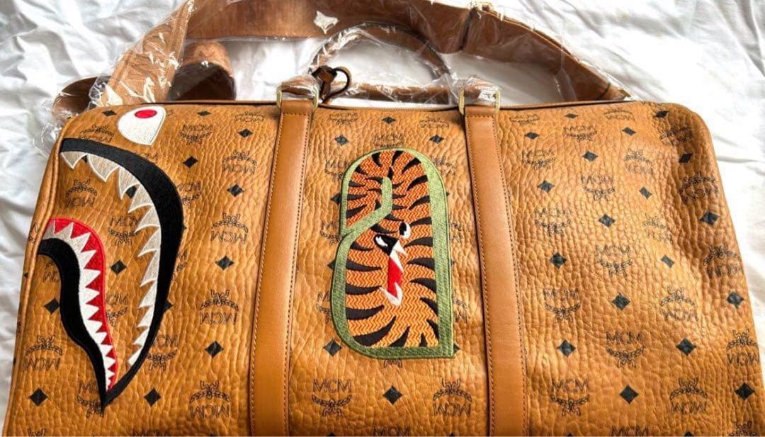 MCM A BATHING APE Boston Bag Rare Vintage Collaboration 50cm