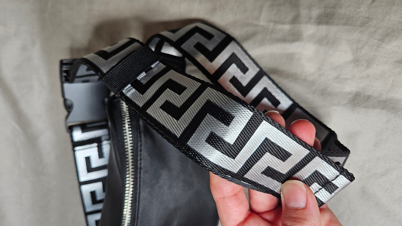 Versace Fragrances Black Silver Belt Bag Waist Pouch Fannie Pack Unisex Mens NEW