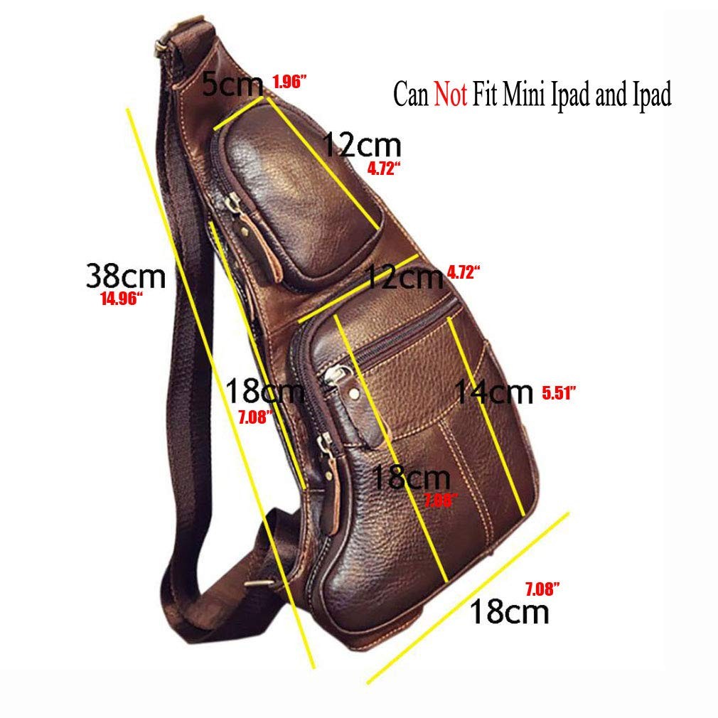 Vintage Leather Sling Bag Backpack for Men Crossbody Shoulder Chest Daypack Back