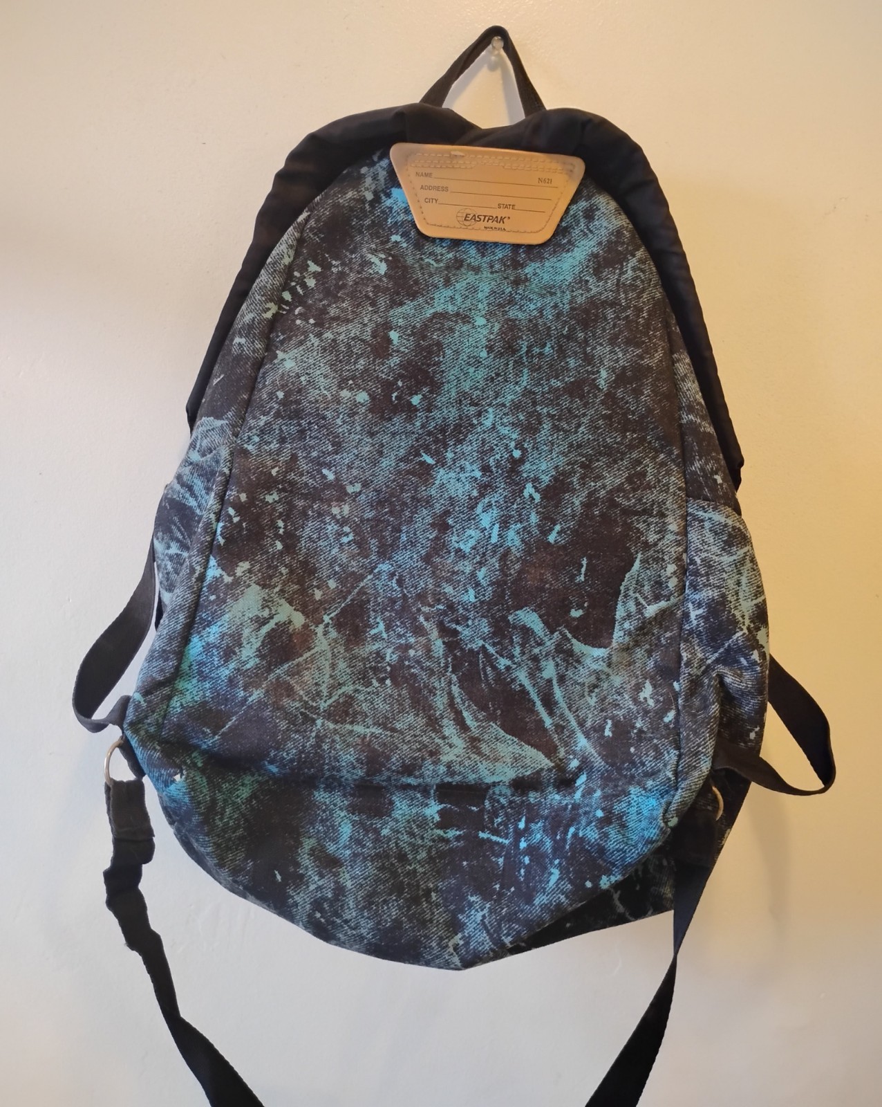 EASTPAK Backpack Made In USA Triangle Logo Acid Wash Neon Blue With Grey