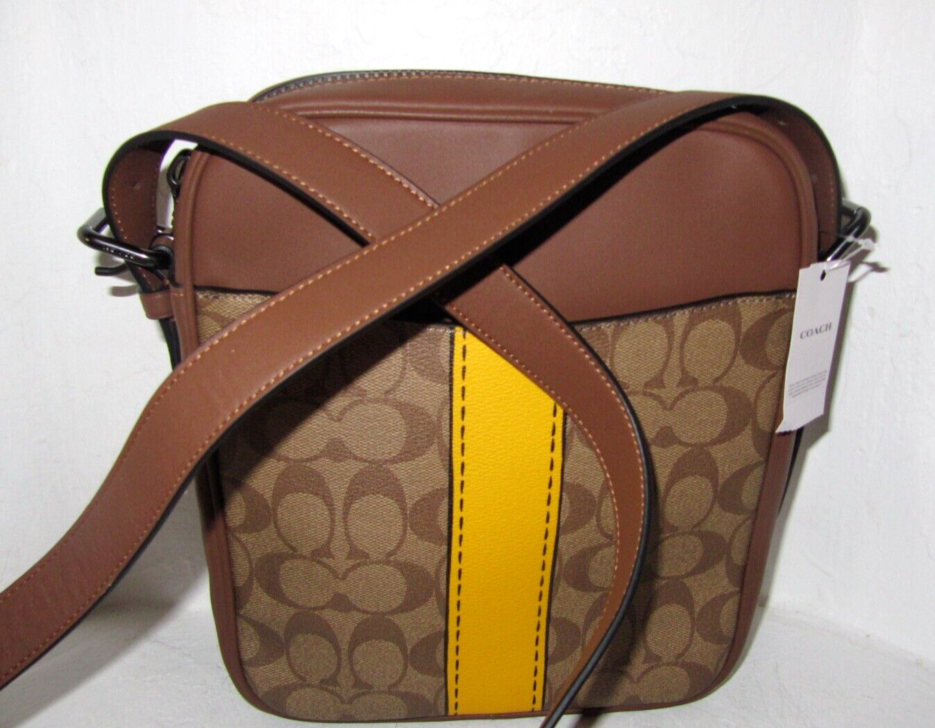 Coach Men’s CH200 Hudson Crossbody Bag 21 Signature Canvas Leather Trompe Print