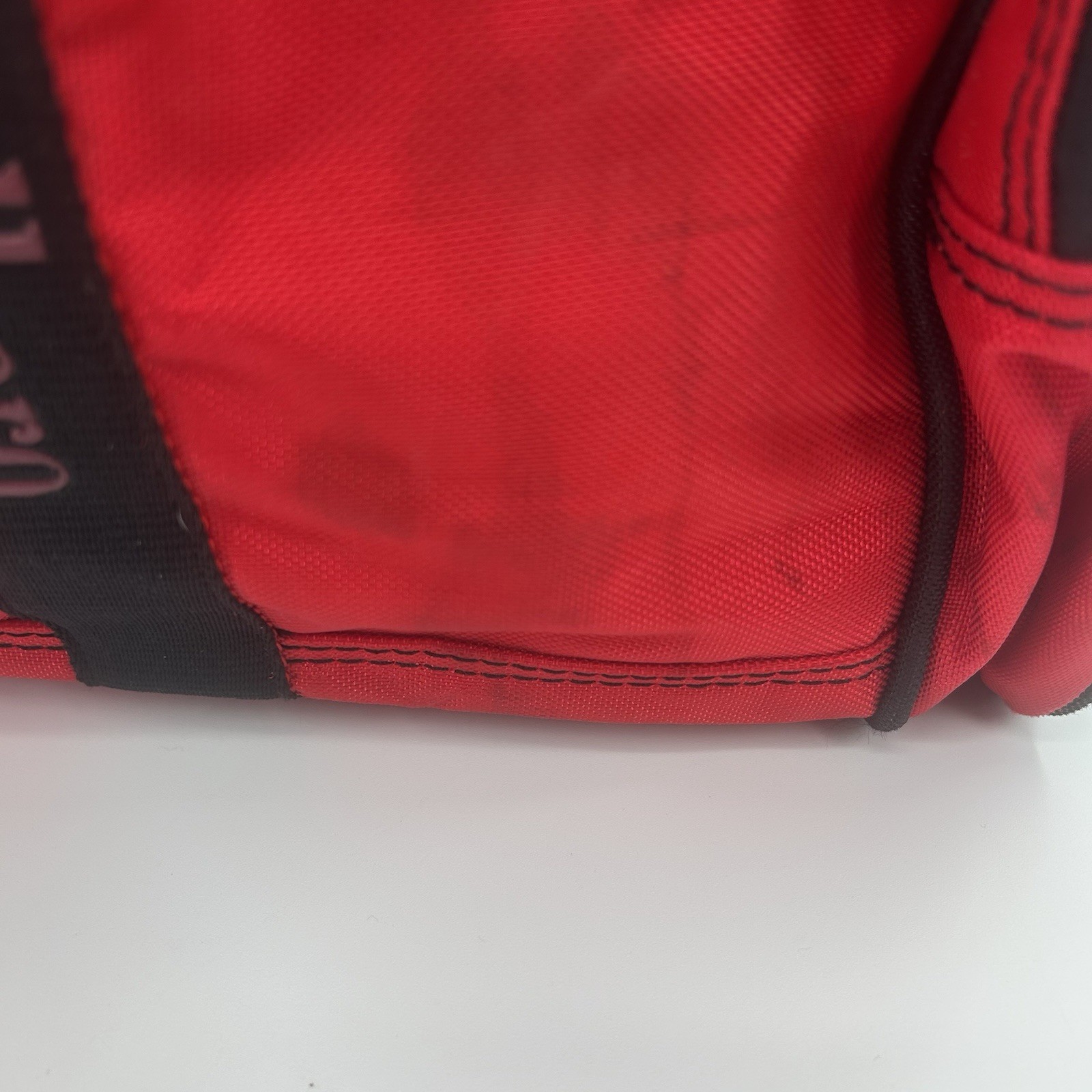 Marlboro Adventure Team Red Black Yellow Duffle Bag Pockets Adjustable Strap VTG