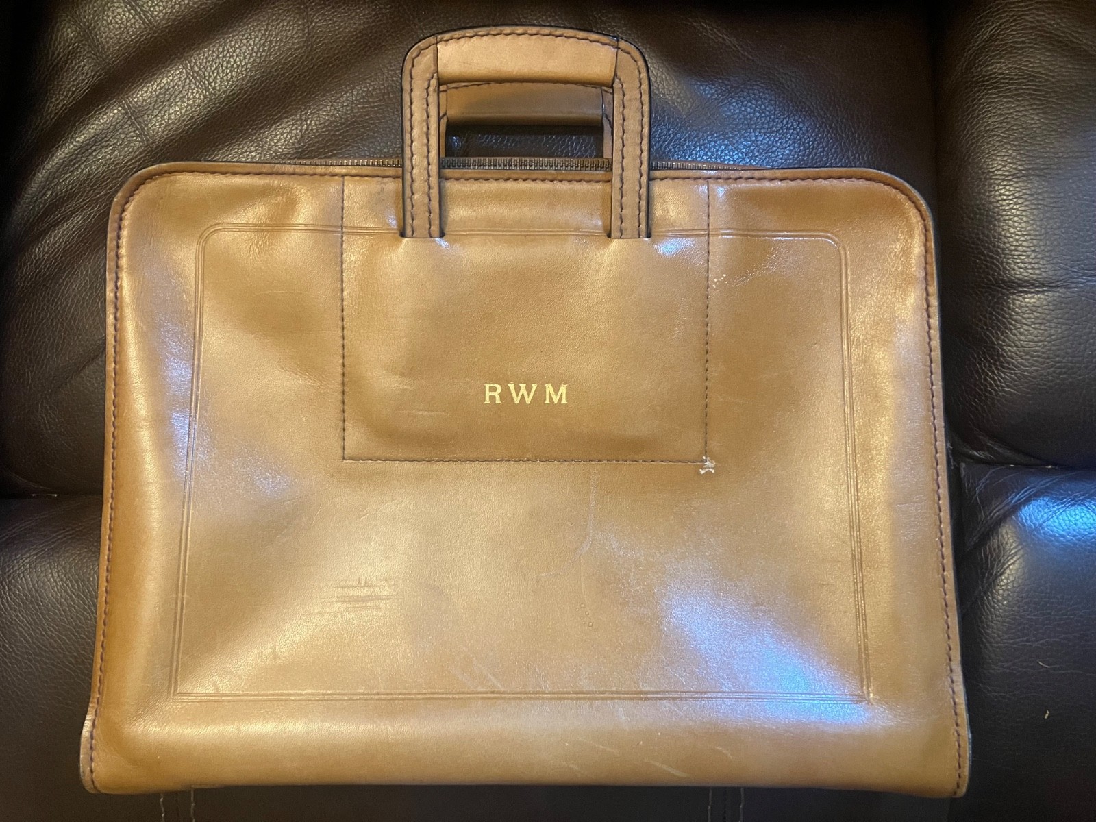 Schlesinger Brown California Saddle Leather Document Briefcase Portfolio