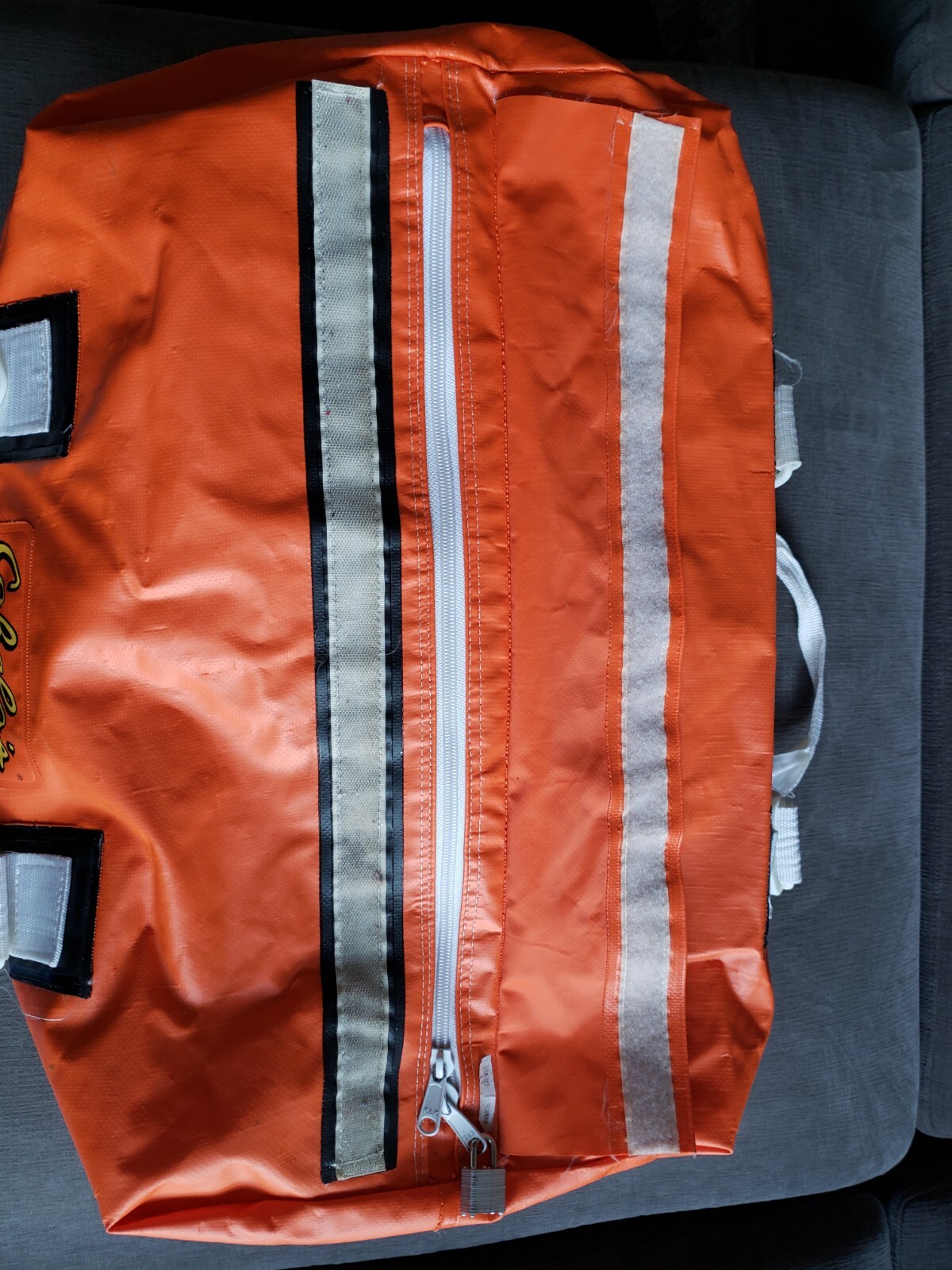 Vintage RARE! Cabela’s Large Orange Waterproof Duffle Bag Hunting Fishing GREAT!