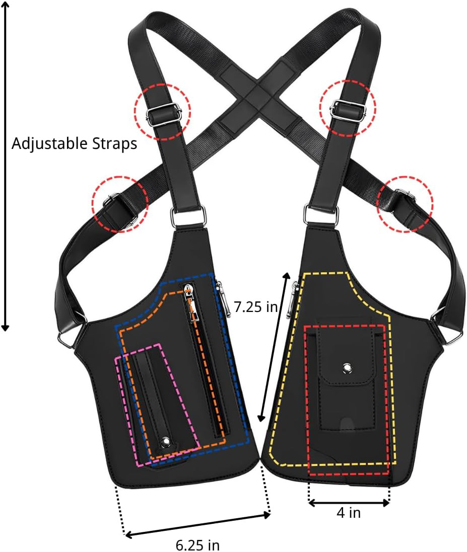 Double Shoulder Armpit Bag for Men, Anti-Theft Armpit Shoulder Bag, Adjustable U