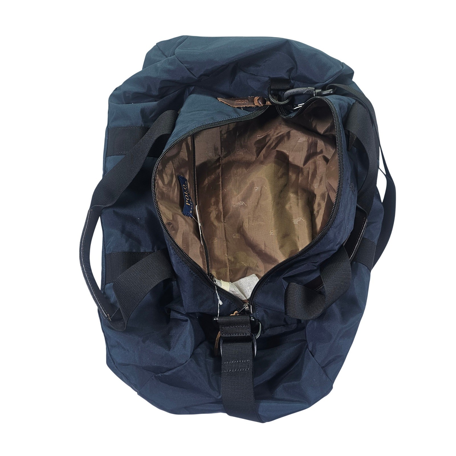 Polo Ralph Lauren Navy Blue Nylon Quilted Duffel Bag Weekender Travel RARE NWT