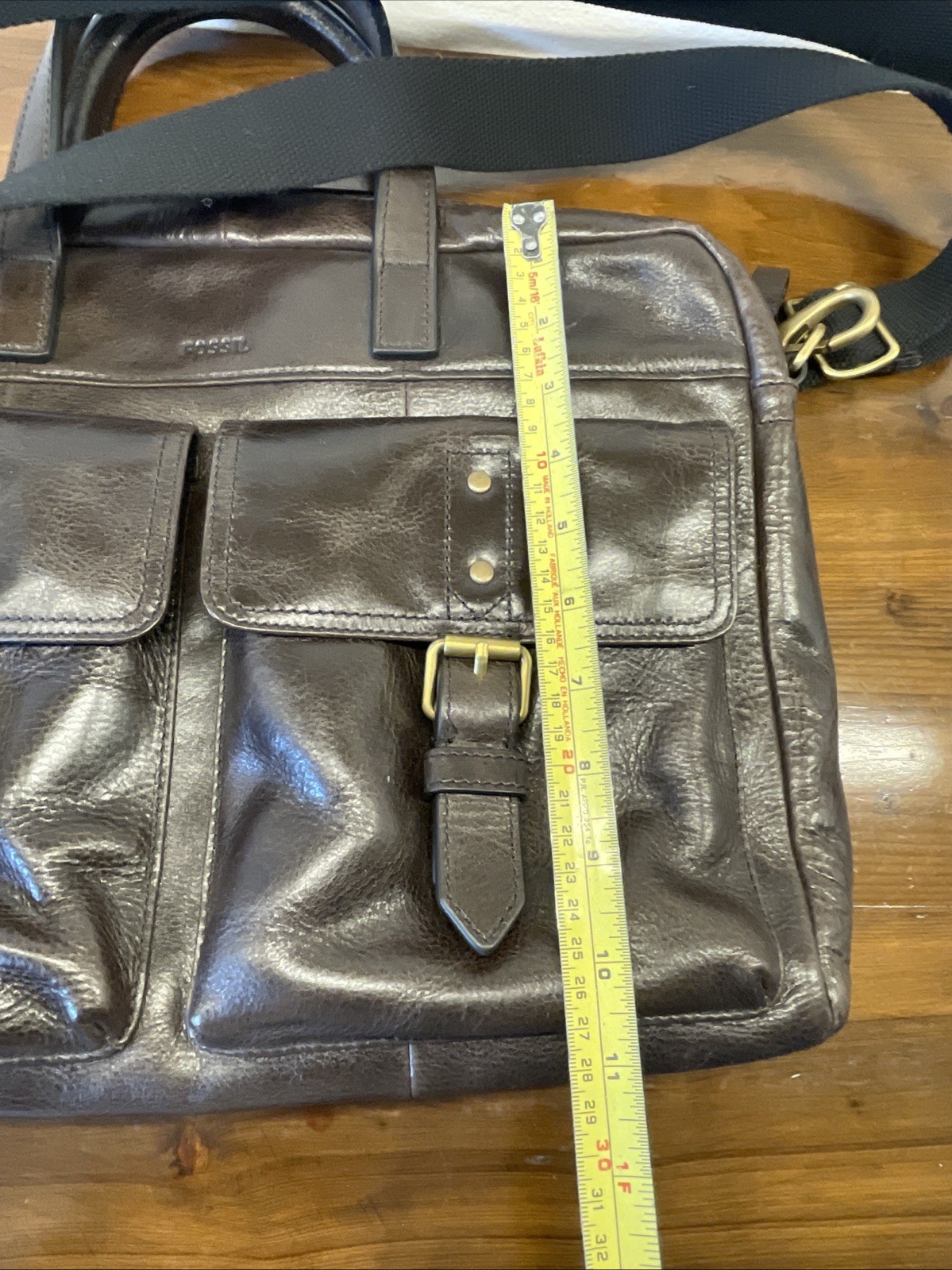 Fossil Buckner Brown Leather Messenger Bag Laptop Briefcase 16” Crossbody Unused