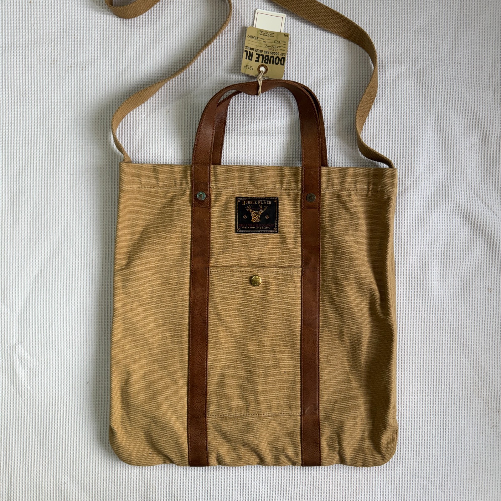 RRL Double RL Ralph Lauren Leather Trim Canvas Harley Market Tote Bag