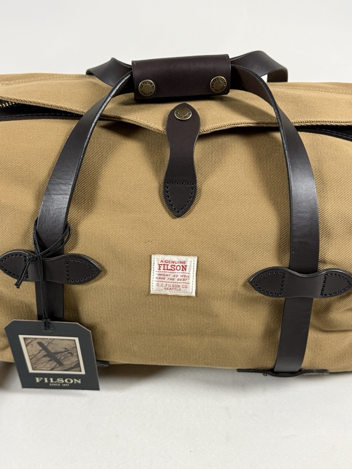FILSON SMALL RUGGED TWILL DUFFLE BAG TAN NWT