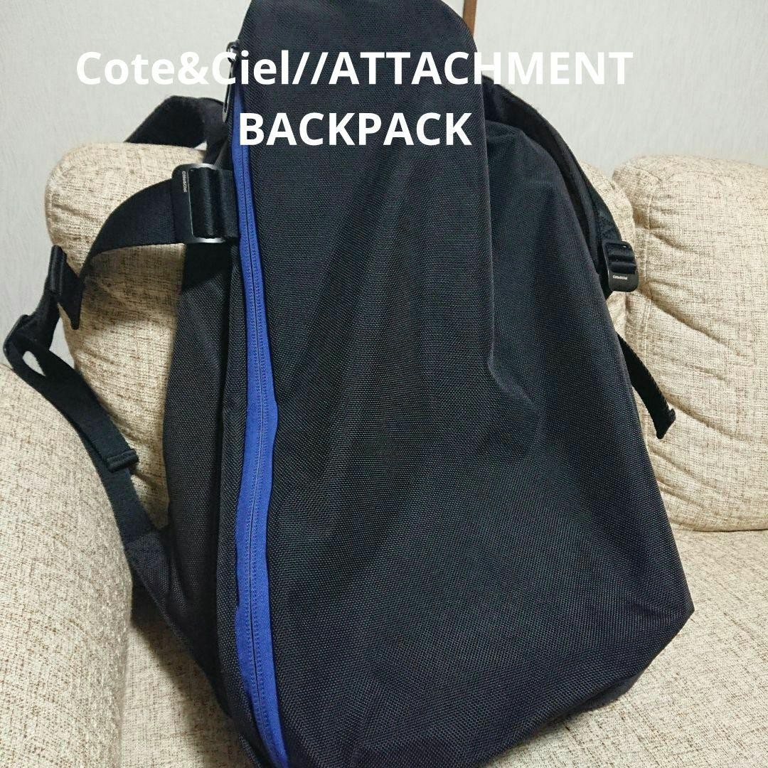 Cote&Ciel Attachment ISAR Backpack Black Blue Zip 31x60x6.5-24cm From Japan