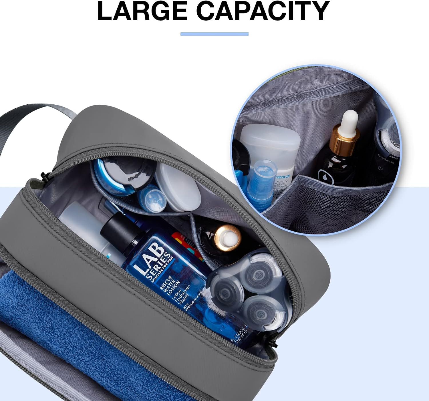 Travel Toiletry Bag for Men, Dopp Kit Water Resistant Shaving Bag for Toiletries