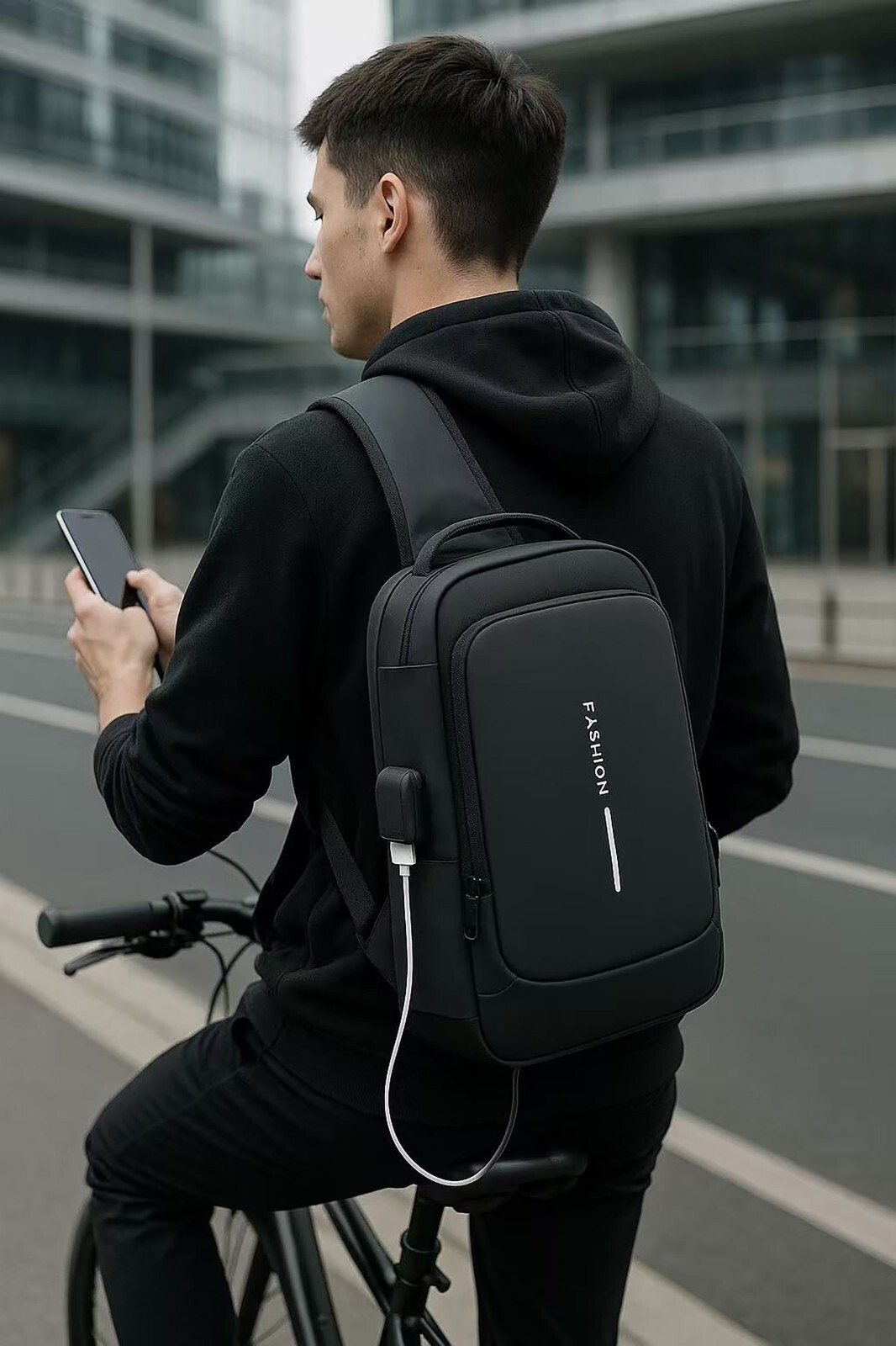 Waterproof Crossbody Sling Bag with USB Charging Port Men Shoulder Chest Bag