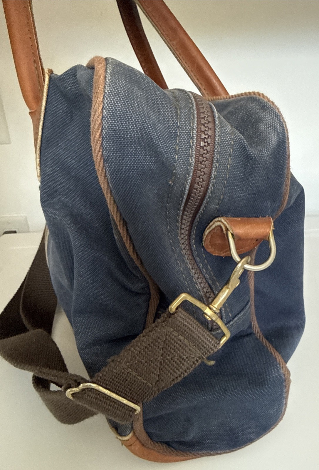 Duluth Pack Minn. Blue Canvas Leather Briefcase USA Travel Bag VTG Well Used