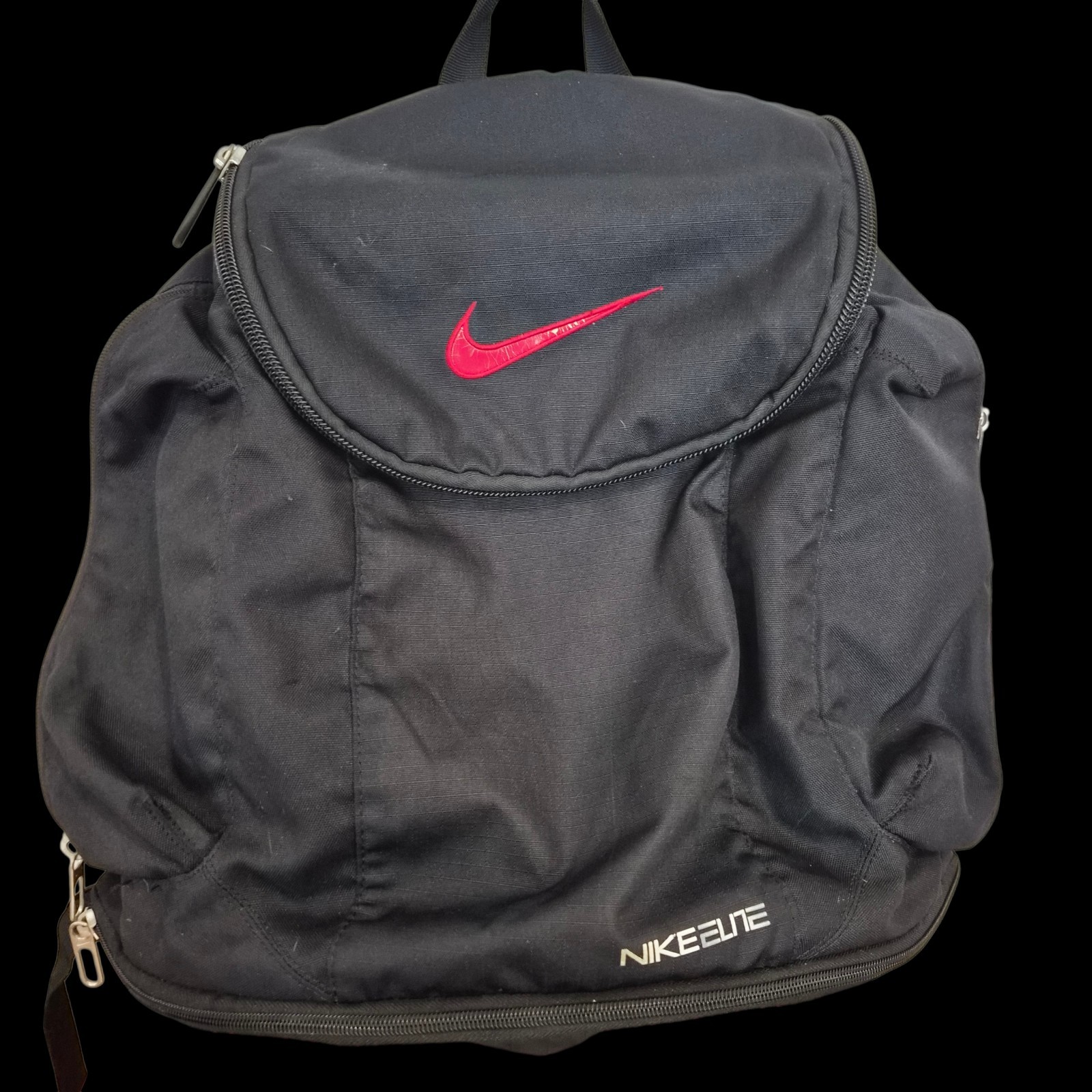 Retro Black and Red Nike Hoops Backpack Holds a Basketball