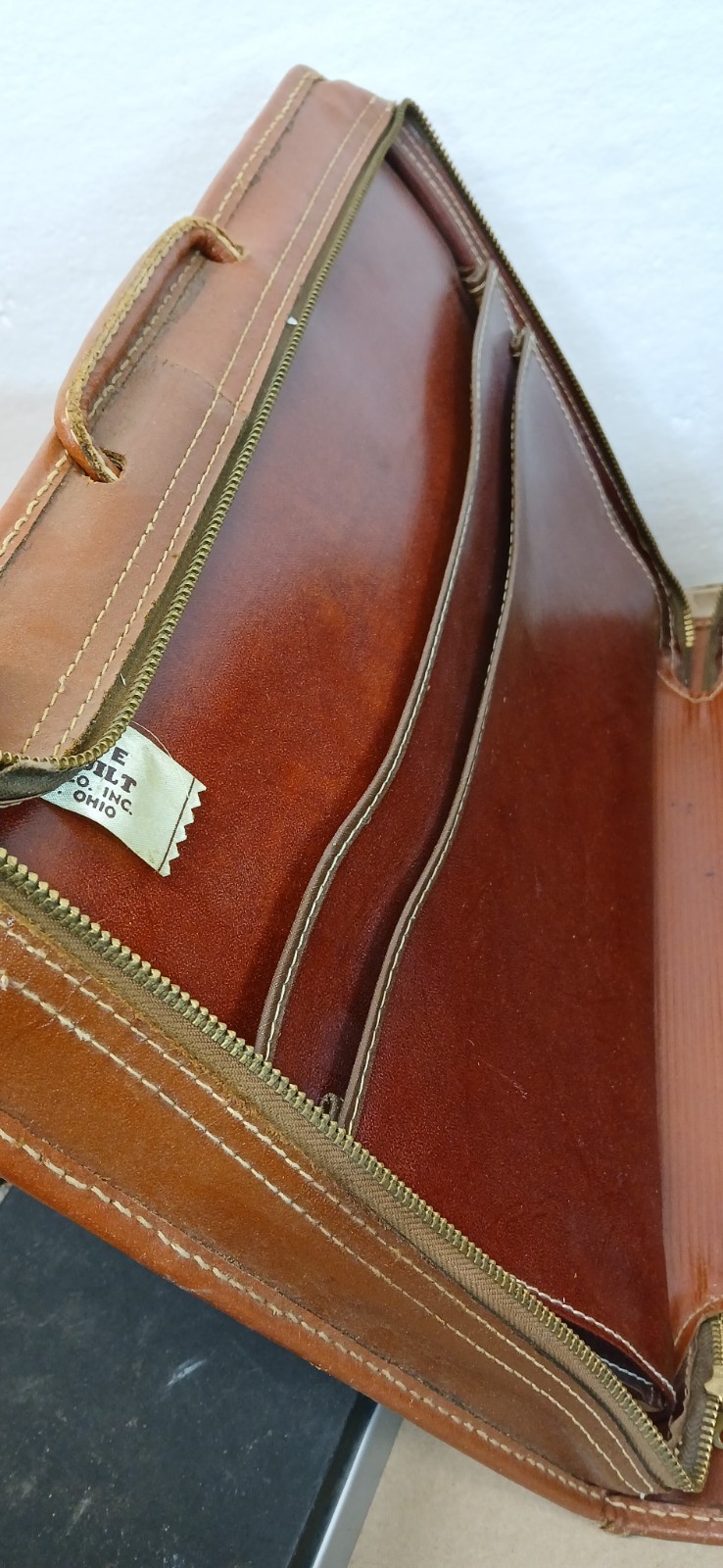 Vintage Bosca Deep Buff Cowhide Leather Briefcase Portfolio USA Brown Repairs