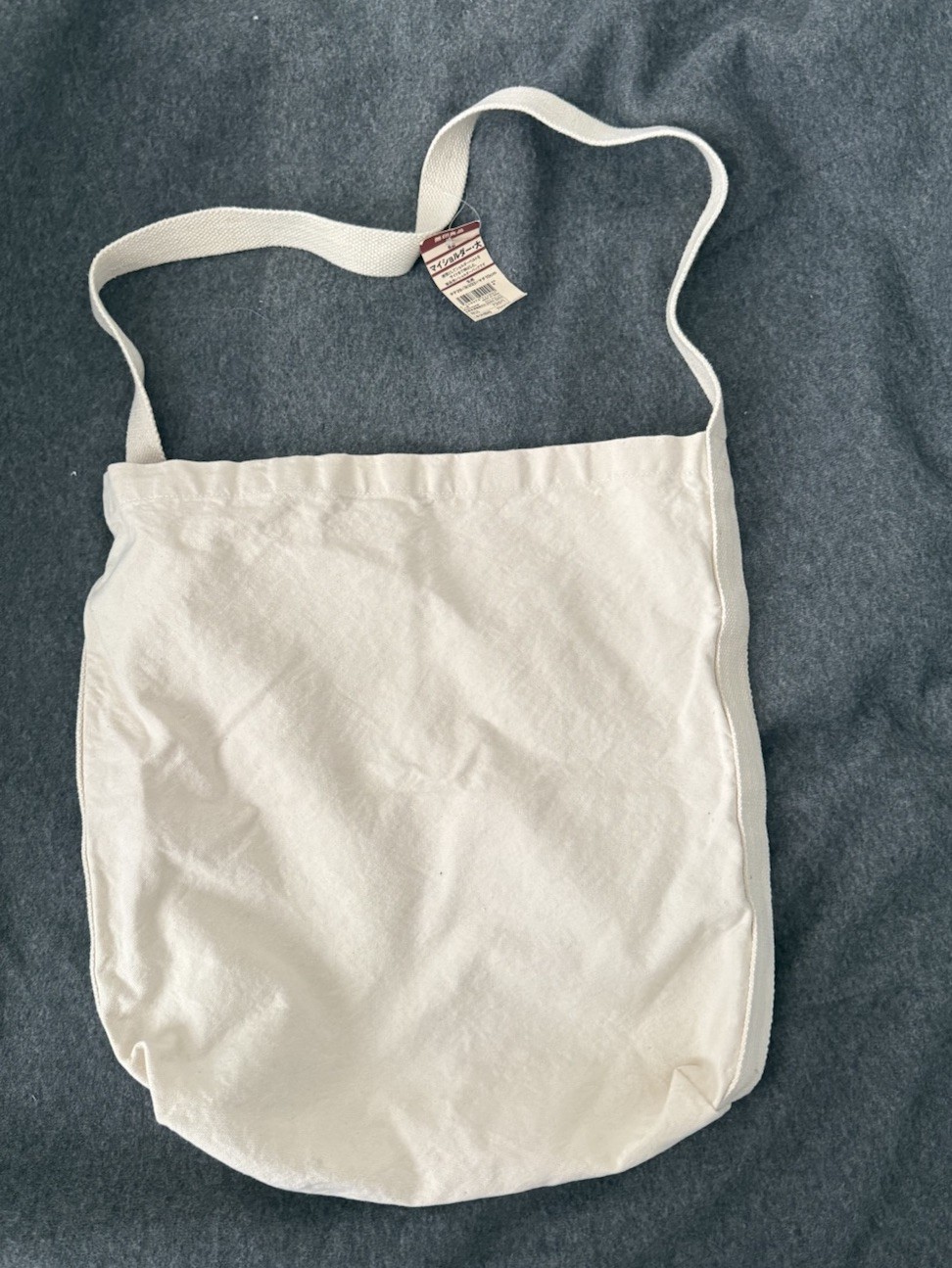 MUJI Canvas Shoulder Bag Large Off-White Cotton Crossbody Tote NWT Japan Exclusi