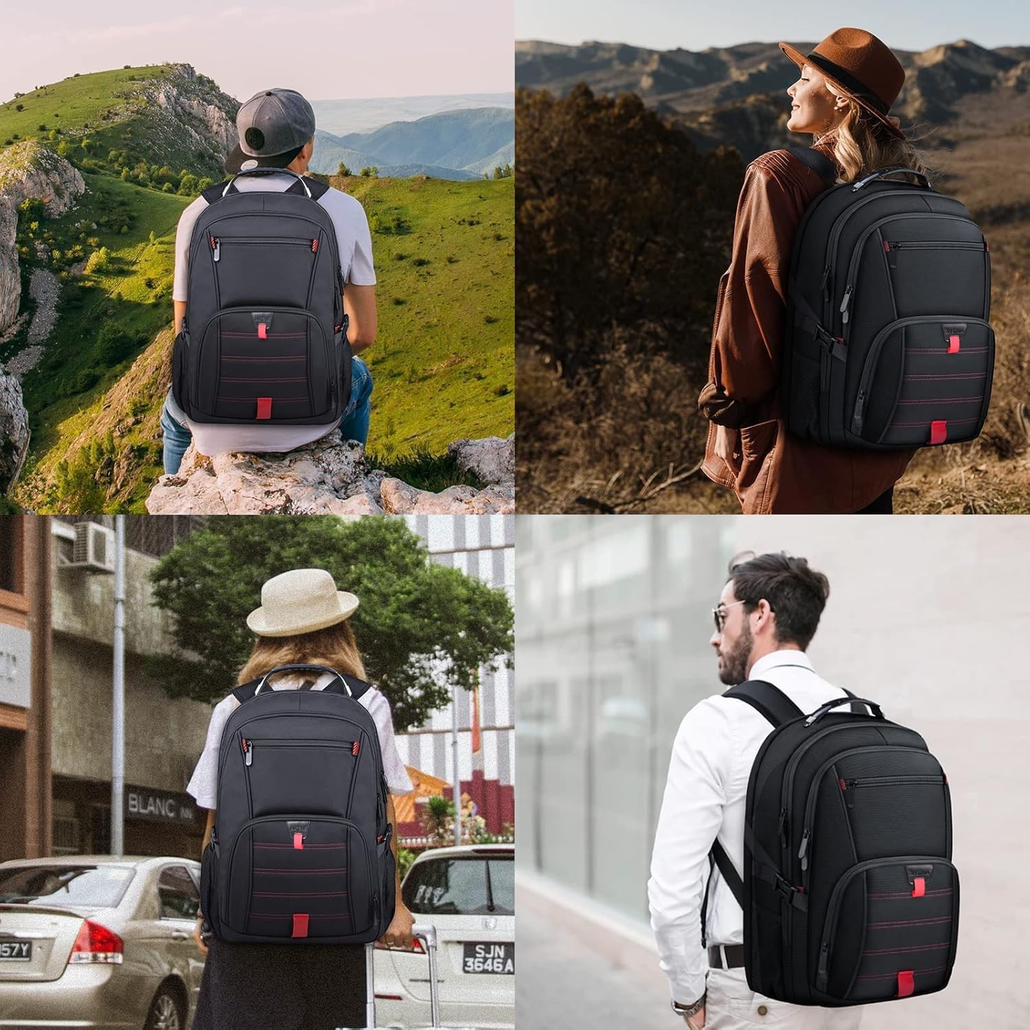 Extra Large 17.3 Inch Laptop Backpack, Anti Theft Water Resistant, Black