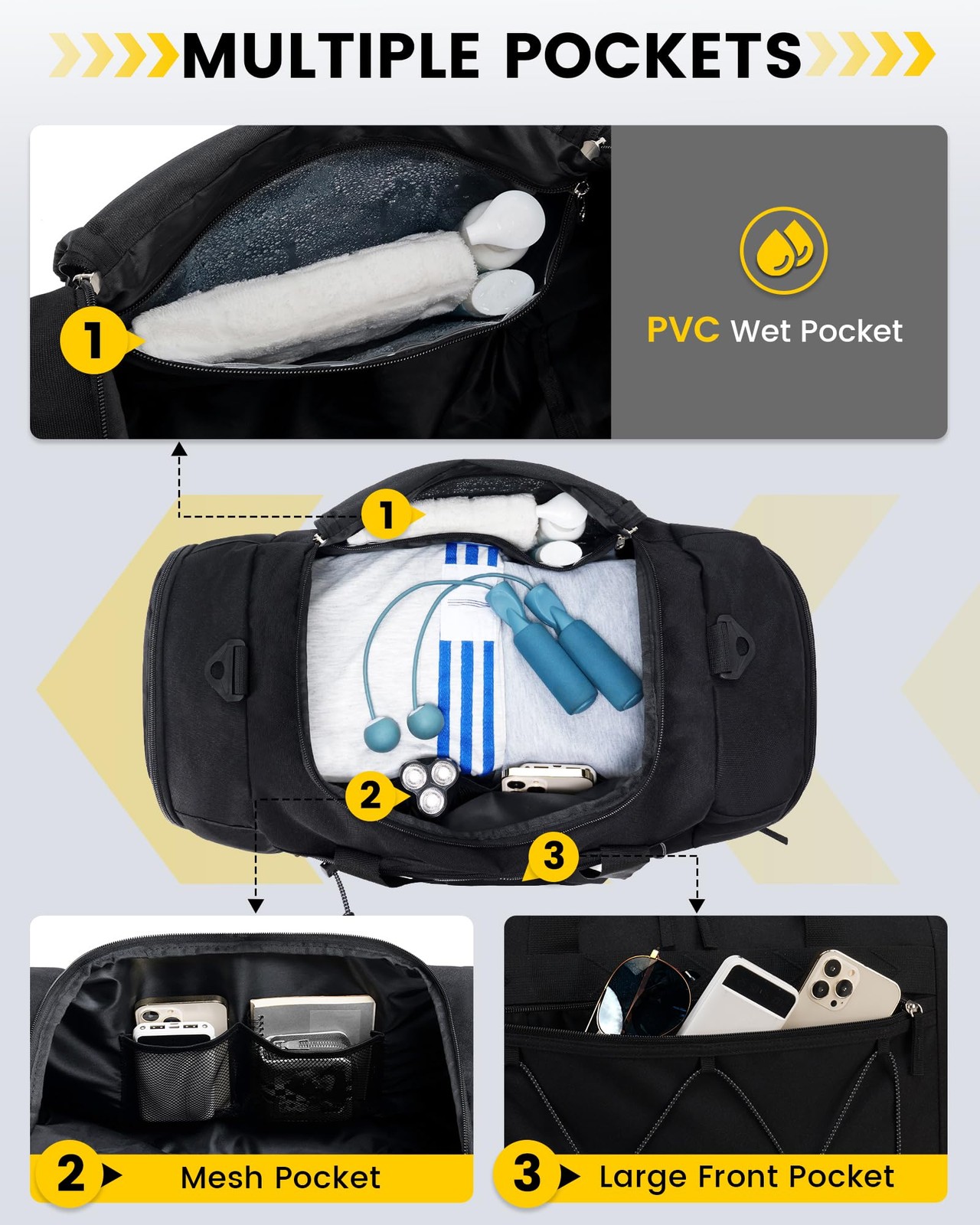 Gym Bag for Men – 21 Inches Duffle Bag for Travel Water-resistant Travel Bag …