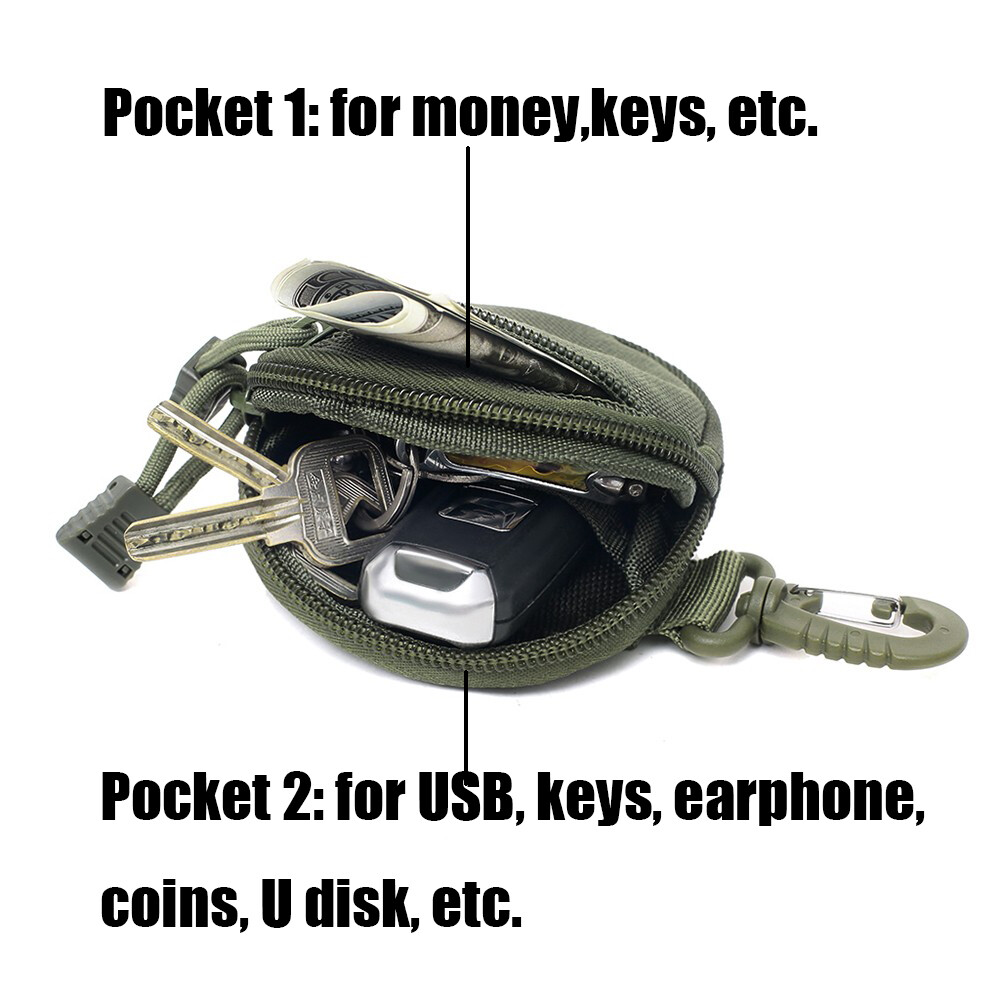 Tactical Mini Key Wallet Holder Coin Pouch Military Zipper Small Pocket Bag Men