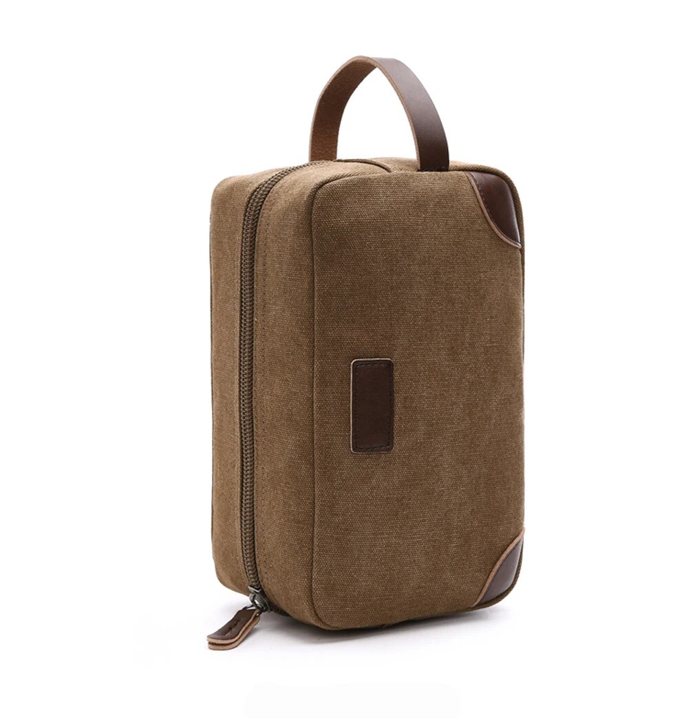 Men’s Toiletry Bag Hanging Dopp Kit Canvas Shaving Bag Zipper Large Capacity Bag