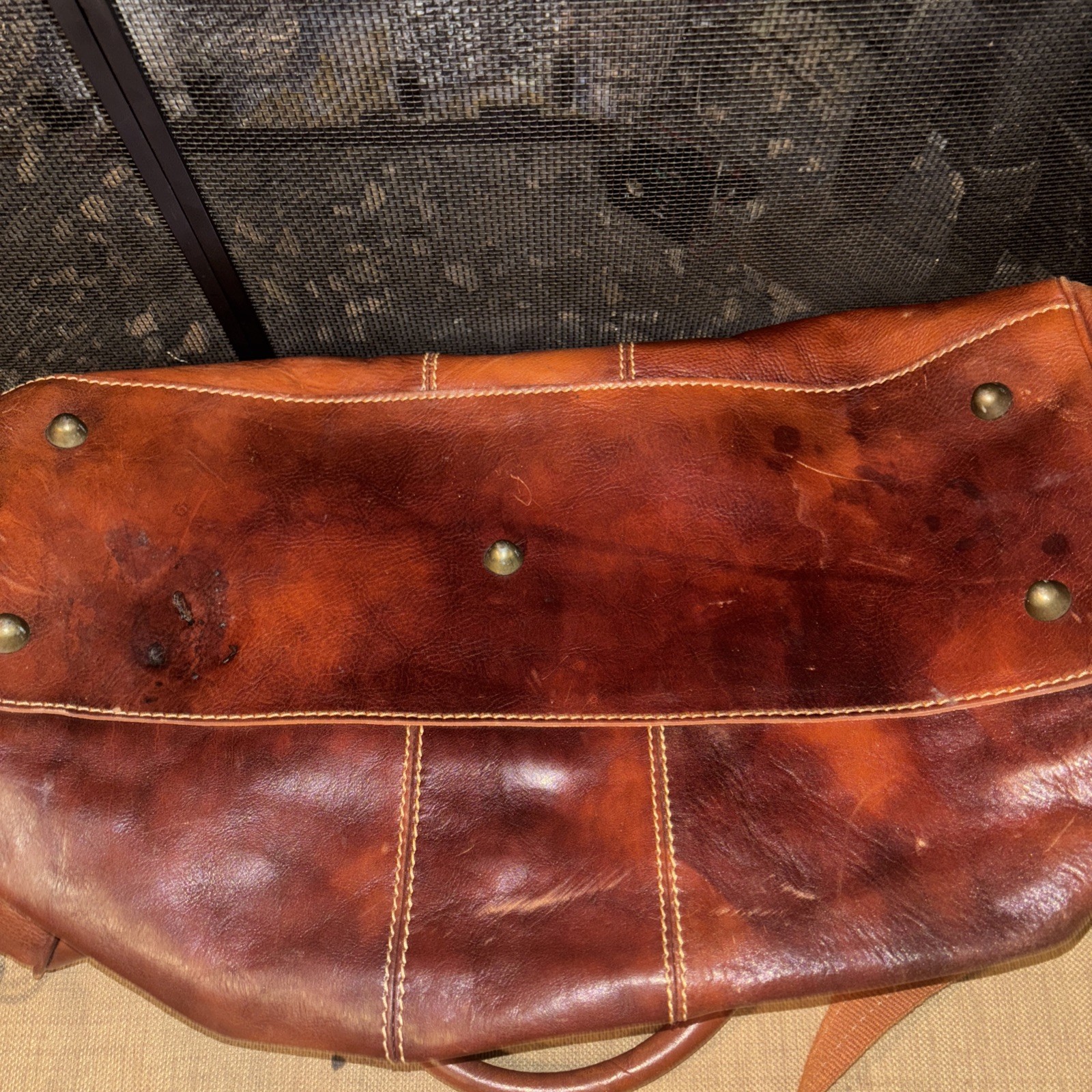 Vintage FLOTO XL Heavy Leather Duffle Bag Travel Overnight Business ITALY