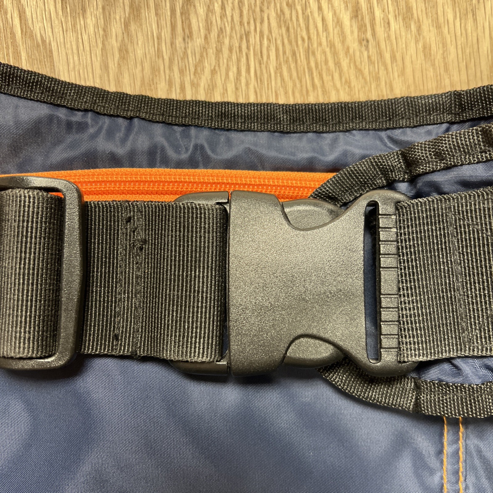 Silver Medium Messenger Bag – Blue/Orange Shoulder Strap And Waist Belt