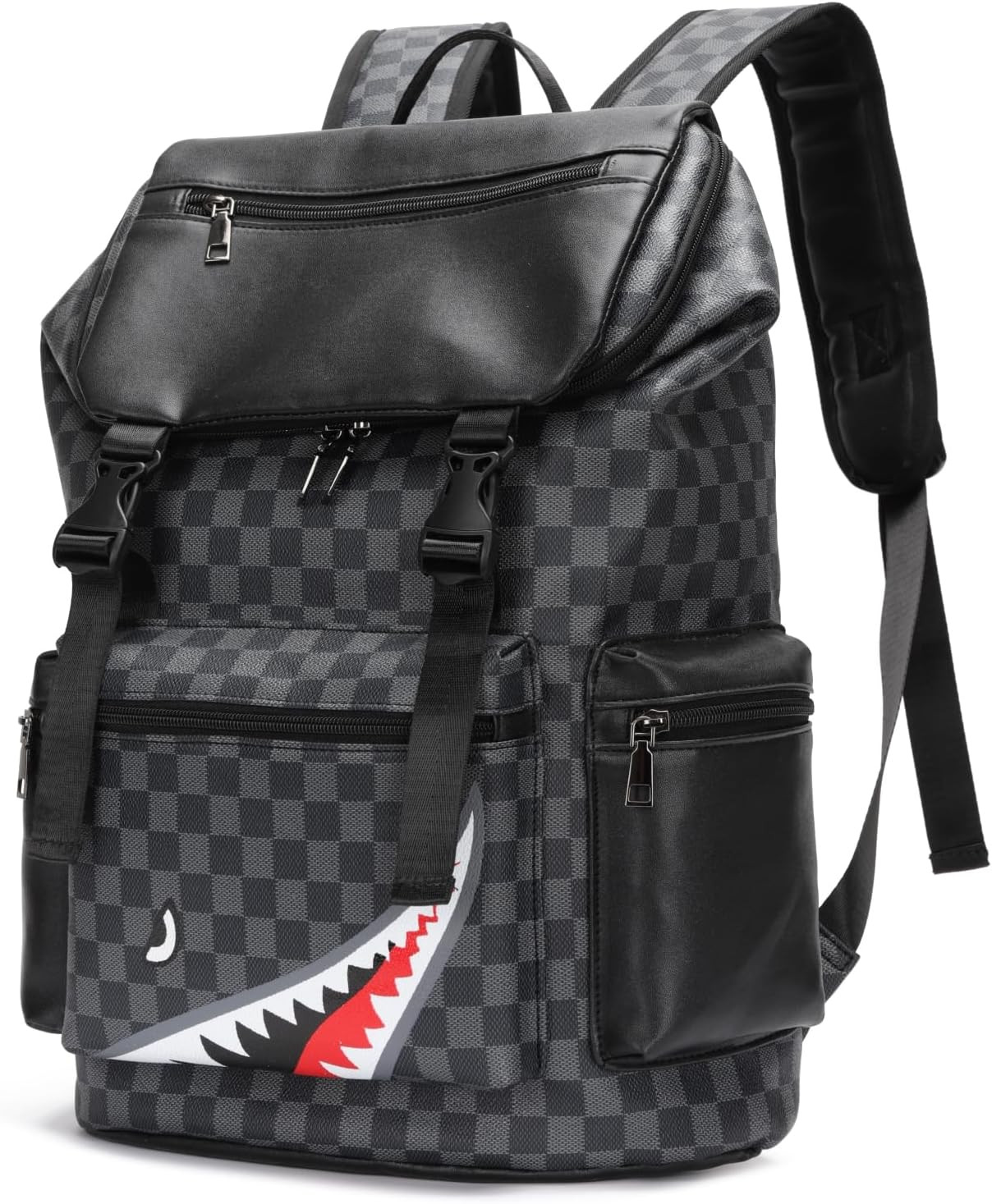Leather Laptop Backpack, PU Leather Backpack Men Women, Casual Backpack, Water-R