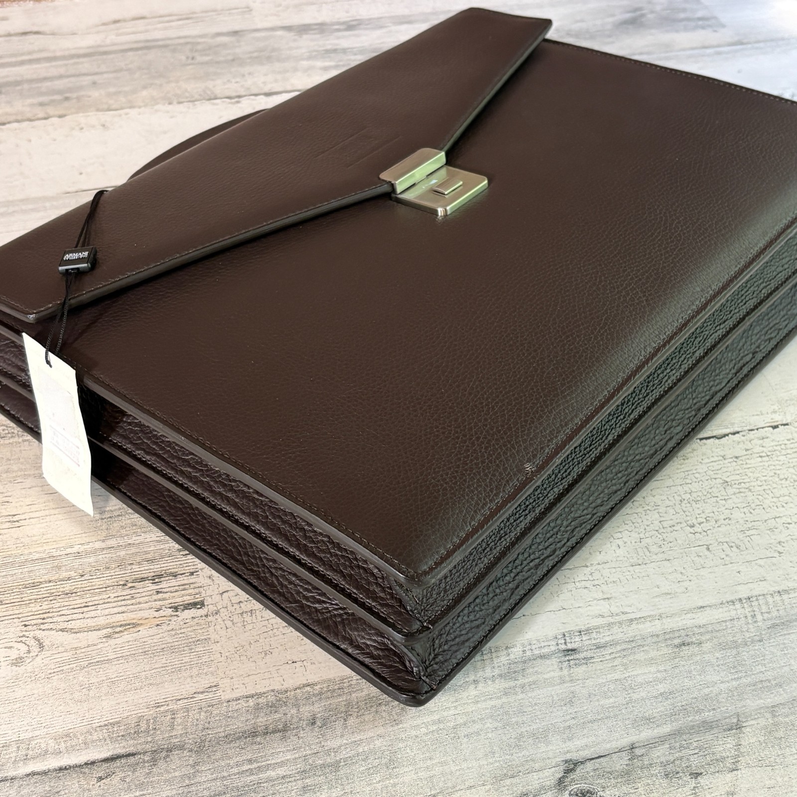 Armani Collezioni Leather Briefcase Bag Attache