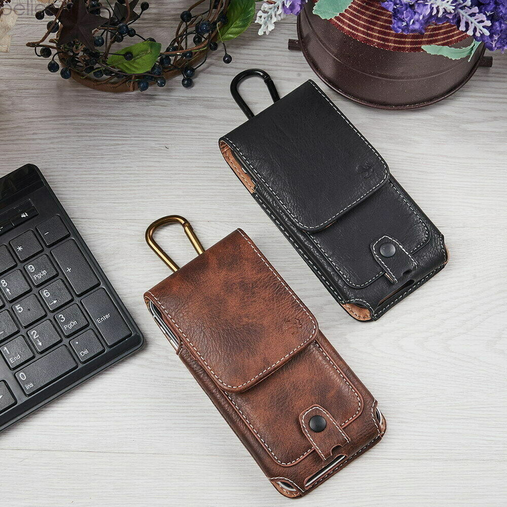 Universal Cell Phone Case Pouch Holster w/ Belt Loop Metal Clip for Large Phones