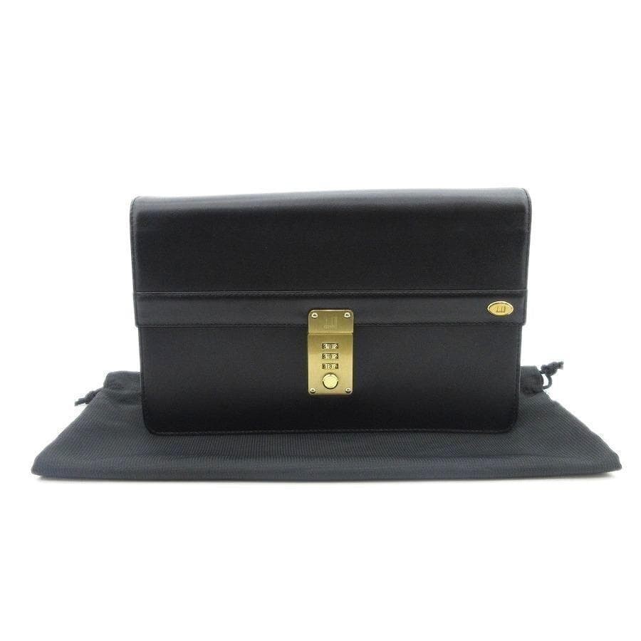 Dunhill Leather Second Bag Clutch 30-26052705 Black 17.5x27x5cm Strap 38cm