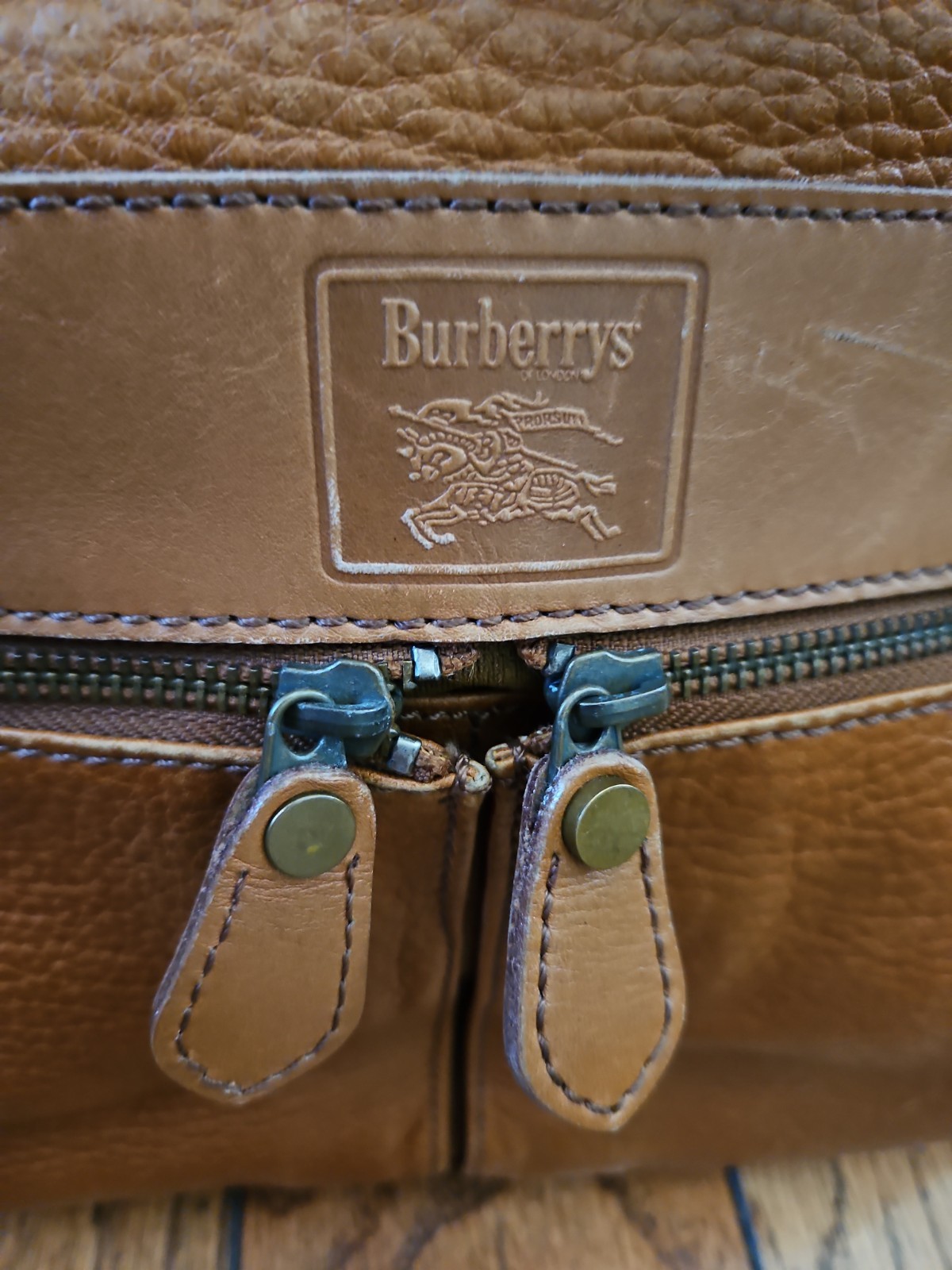 Vintage Burberrys Tan Leather Briefcase Business Bag