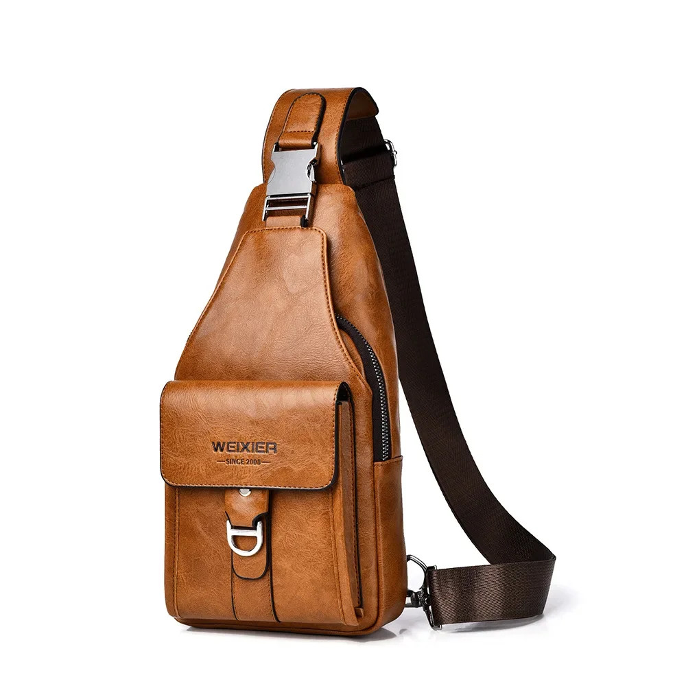 New Men’s Bag High Quality PU Leather Men’s Chest Bag Simple Waterproof Single S