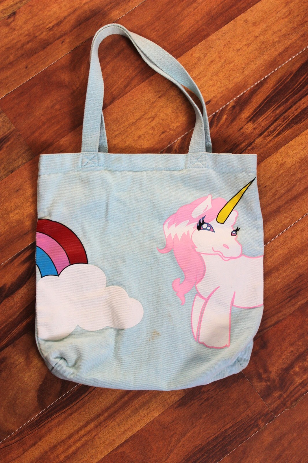 Unicorn Pooting a Rainbow Tote Bag with Wrap Around Design c