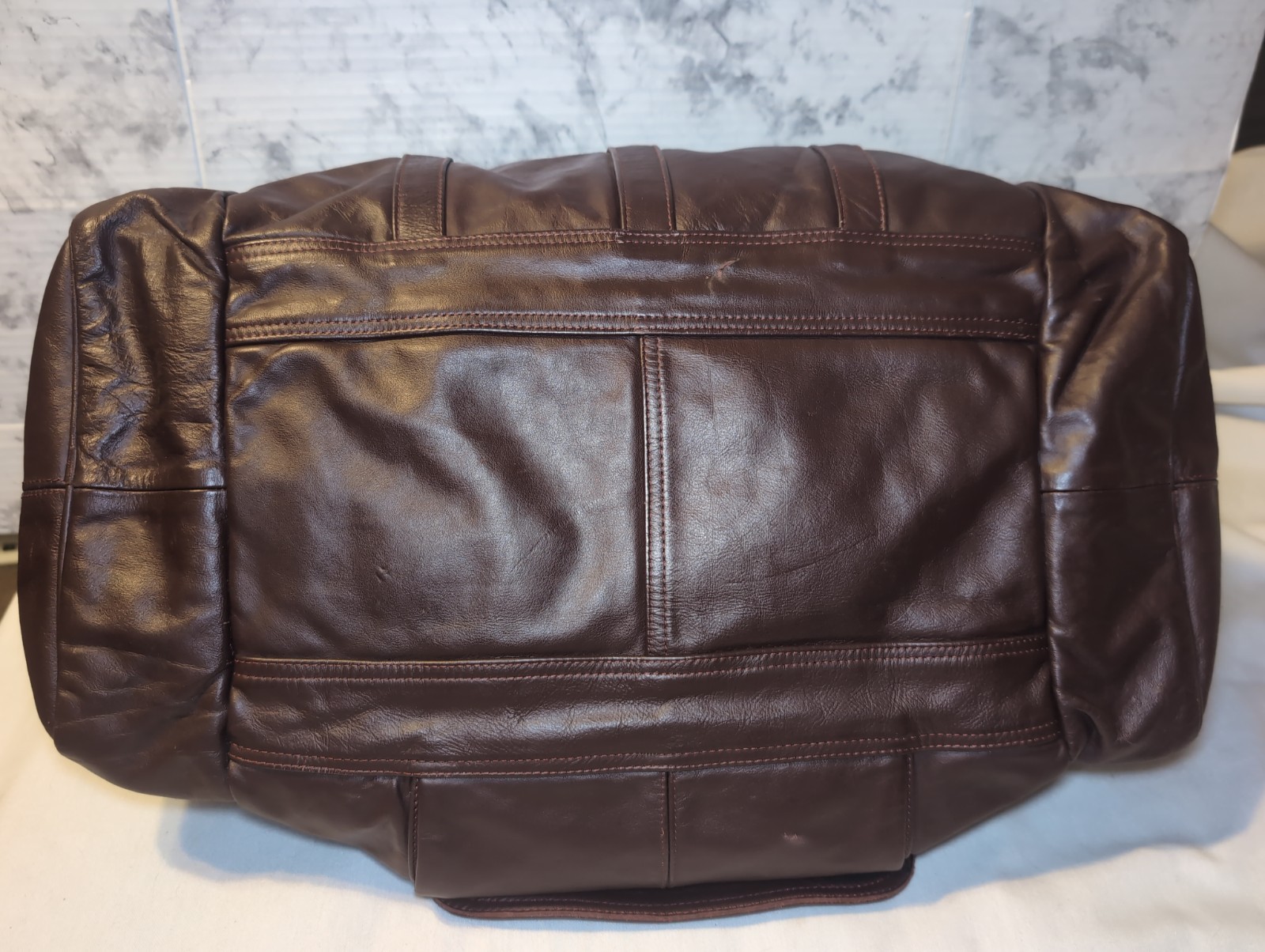 Vintage Genuine Leather Burgundy Duffle Bag Tote Travel Carry-On Shoulder Mexico