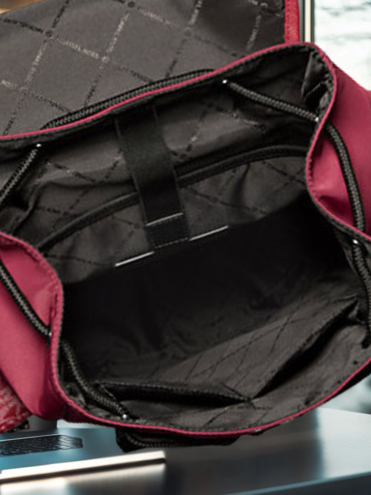 Michael Kors Cooper Men Signature Logo and Nylon Pocket Travel Backpack Cherry